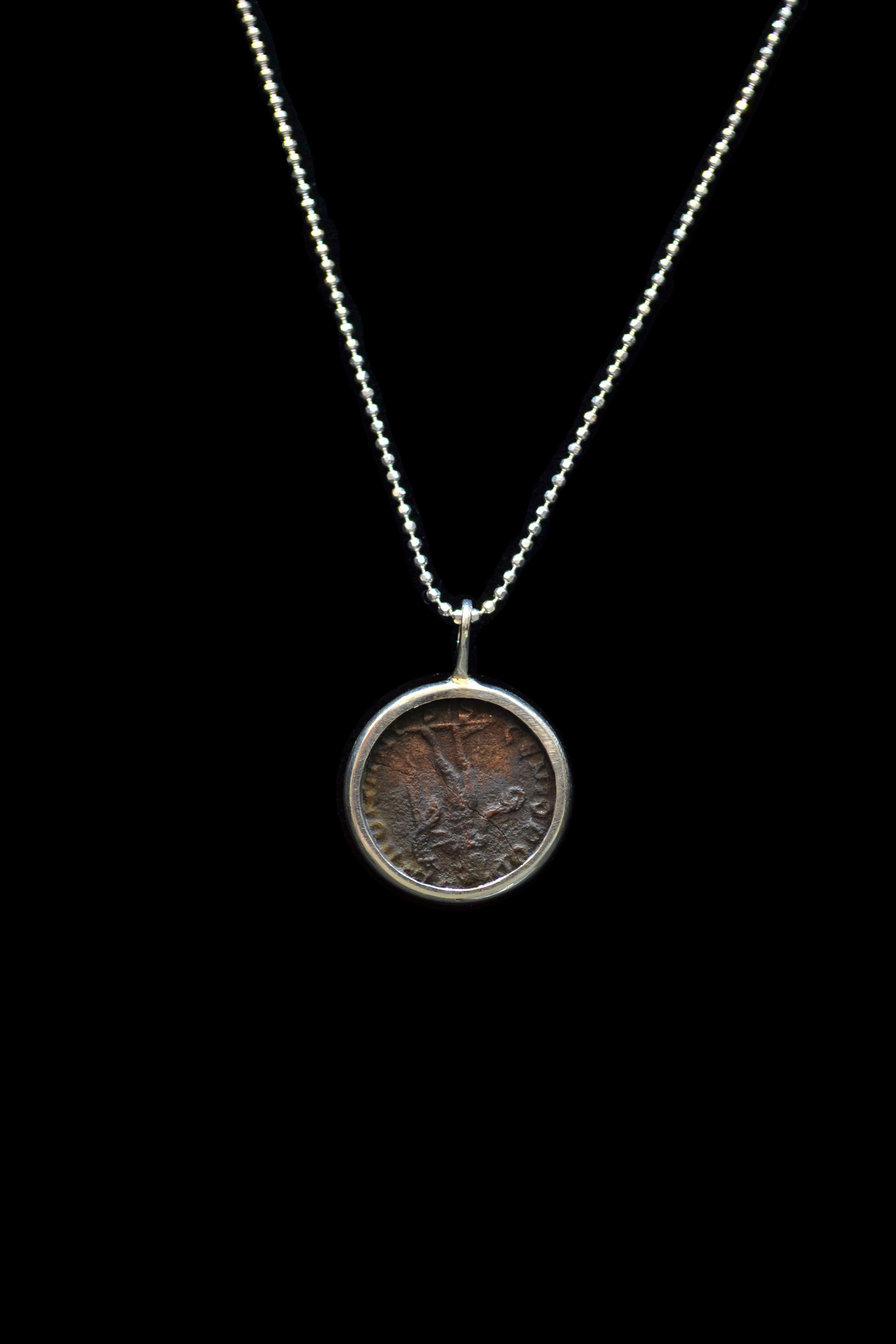 Maximianus Roman Coin Silver Necklace In New Condition In Nuevo Leon, MX