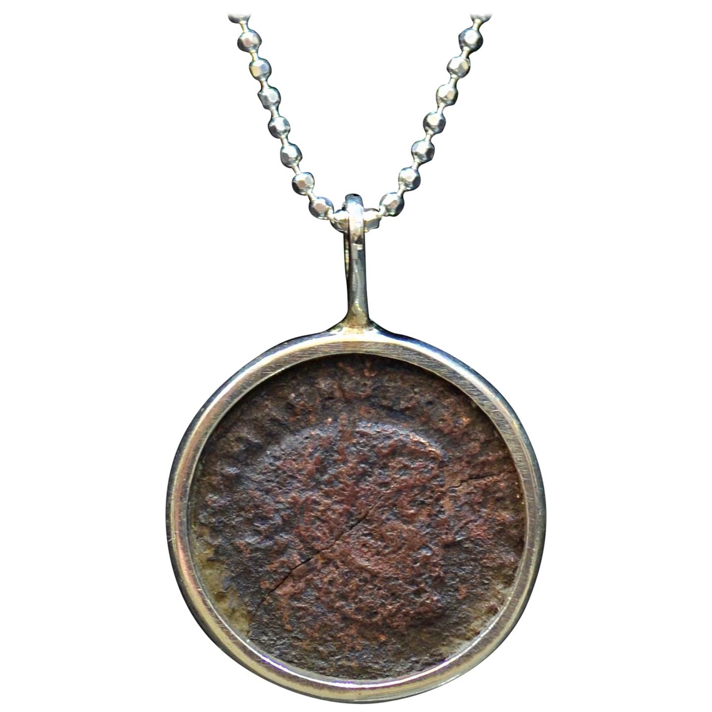 Maximianus Roman Coin Silver Necklace