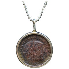 Antique Maximianus Roman Coin Silver Necklace