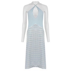 Maximilian Vestido Midi Diamante Flocked Seda Azul Talla S