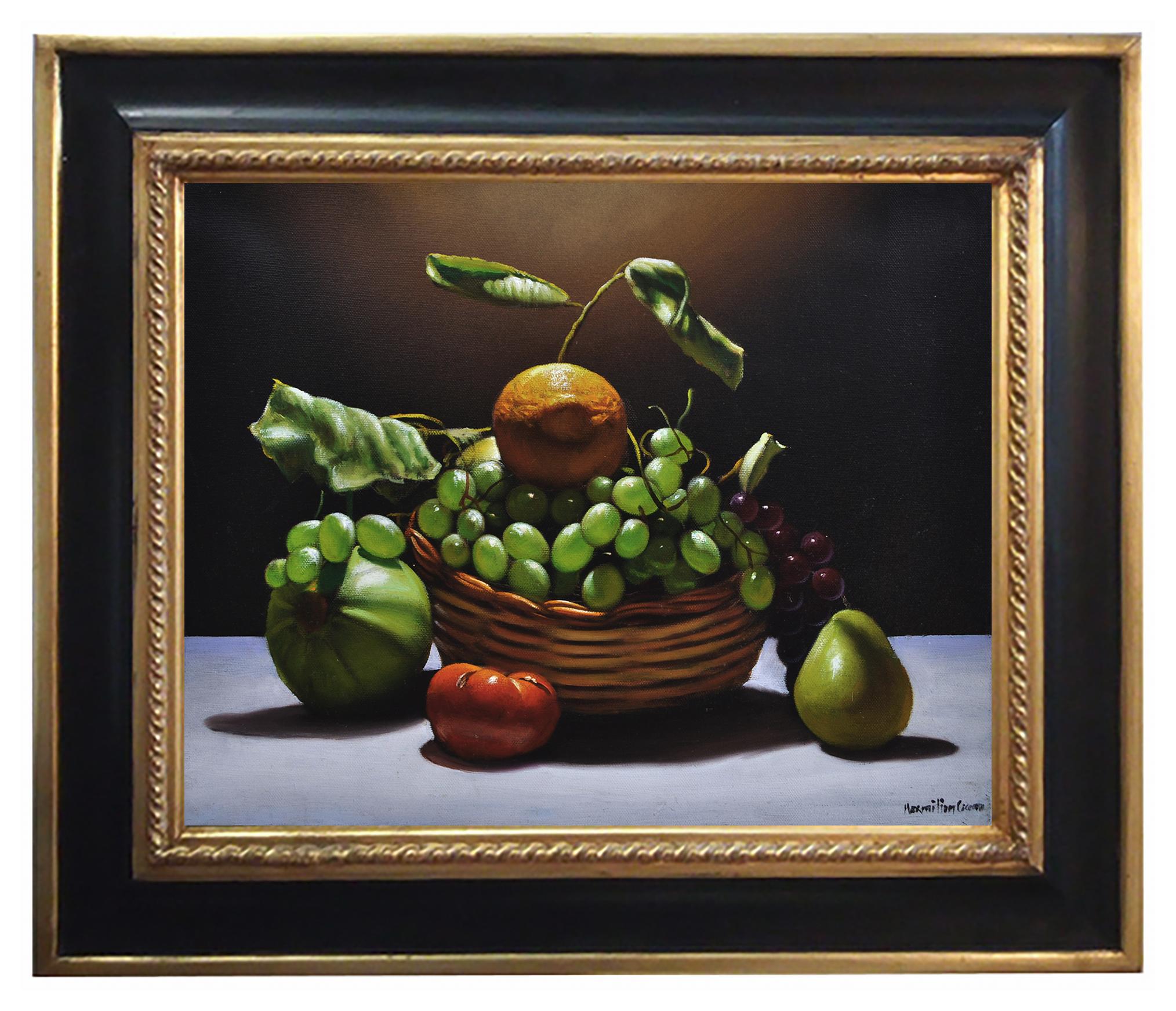 Cesto con frutta - Iperrealismo - Olio su tela - Natura morta italiana - Painting di Maximilian Ciccone