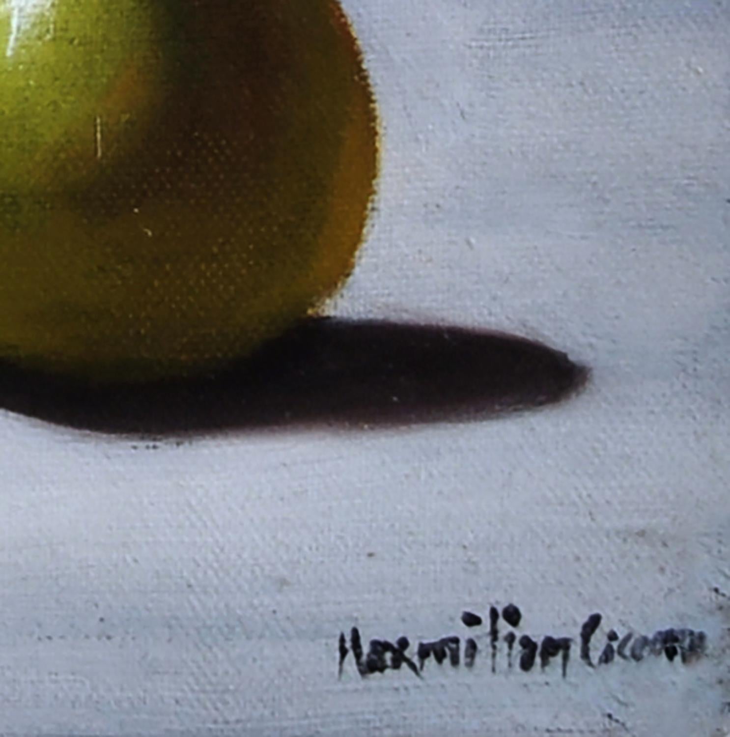 Corbeille avec fruits - Hyperréalisme - Huile sur toile Nature morte italienne  en vente 1