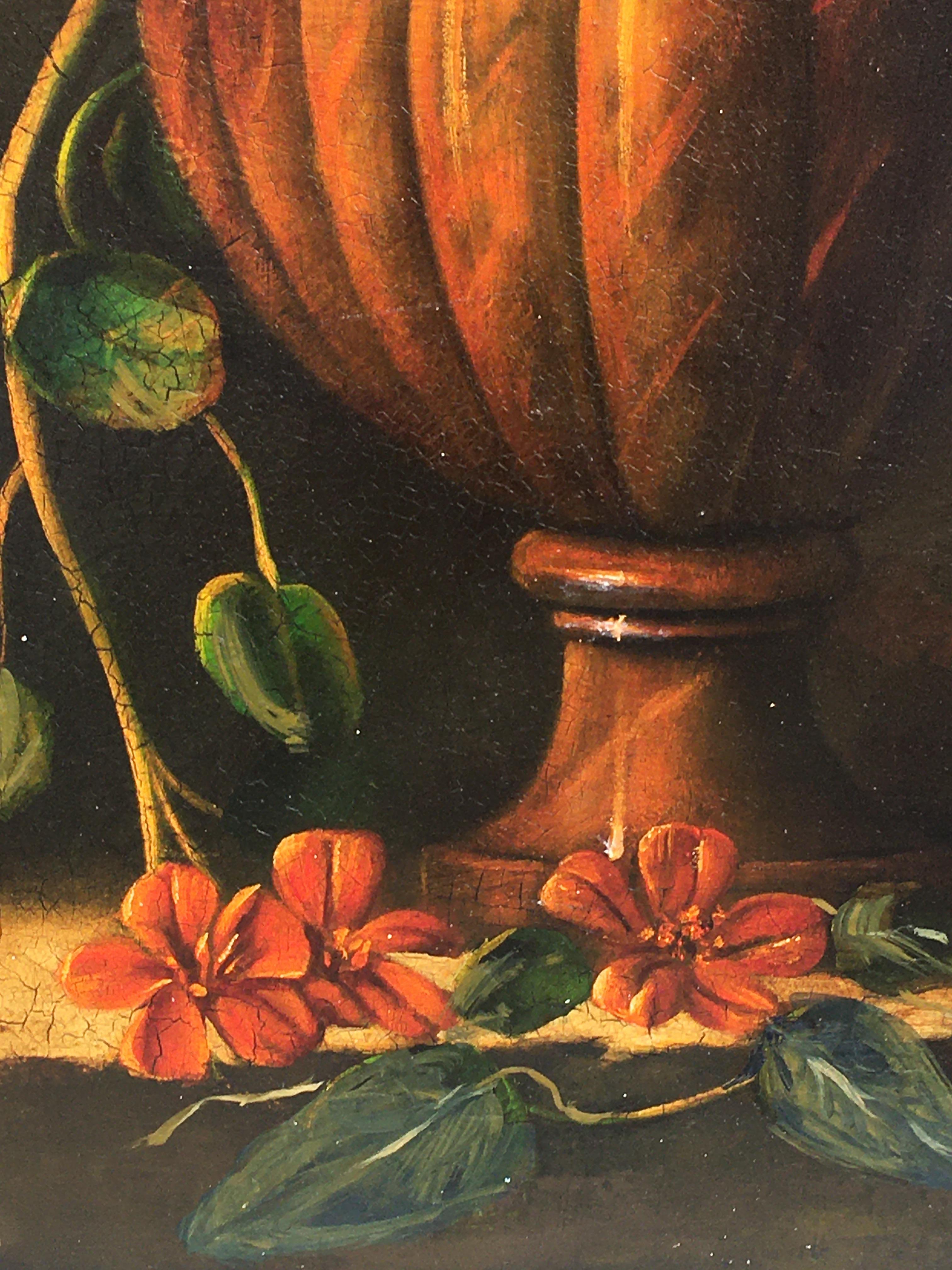 FLOWERS - À la manière de Mario Dei Fiori - Peinture italienne à l'huile sur toile en vente 4