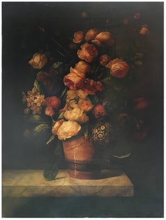 FLOWERS - In the Manner of Mario Dei  Fiori -Italian Oil on Canvas Painting