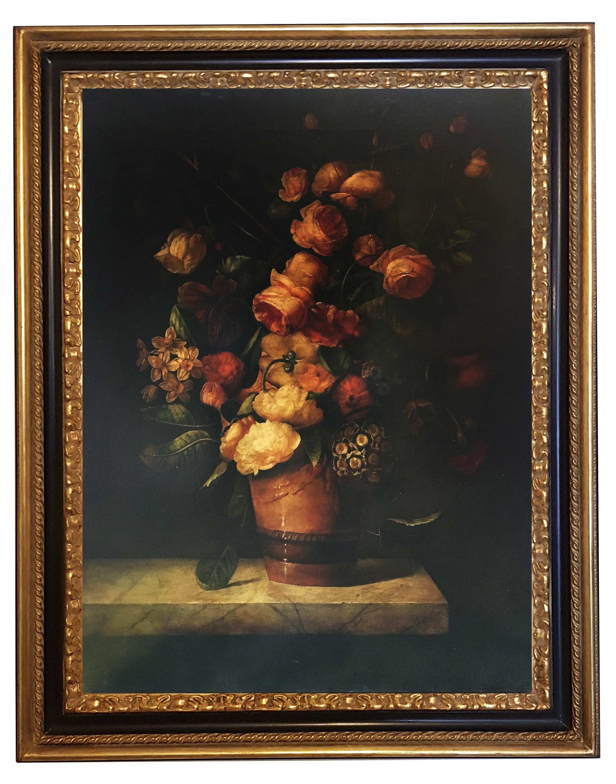 Maximilian Ciccone Still-Life Painting - FLOWERS - In the Manner of Mario Dei  Fiori -Italian Oil on Canvas Painting