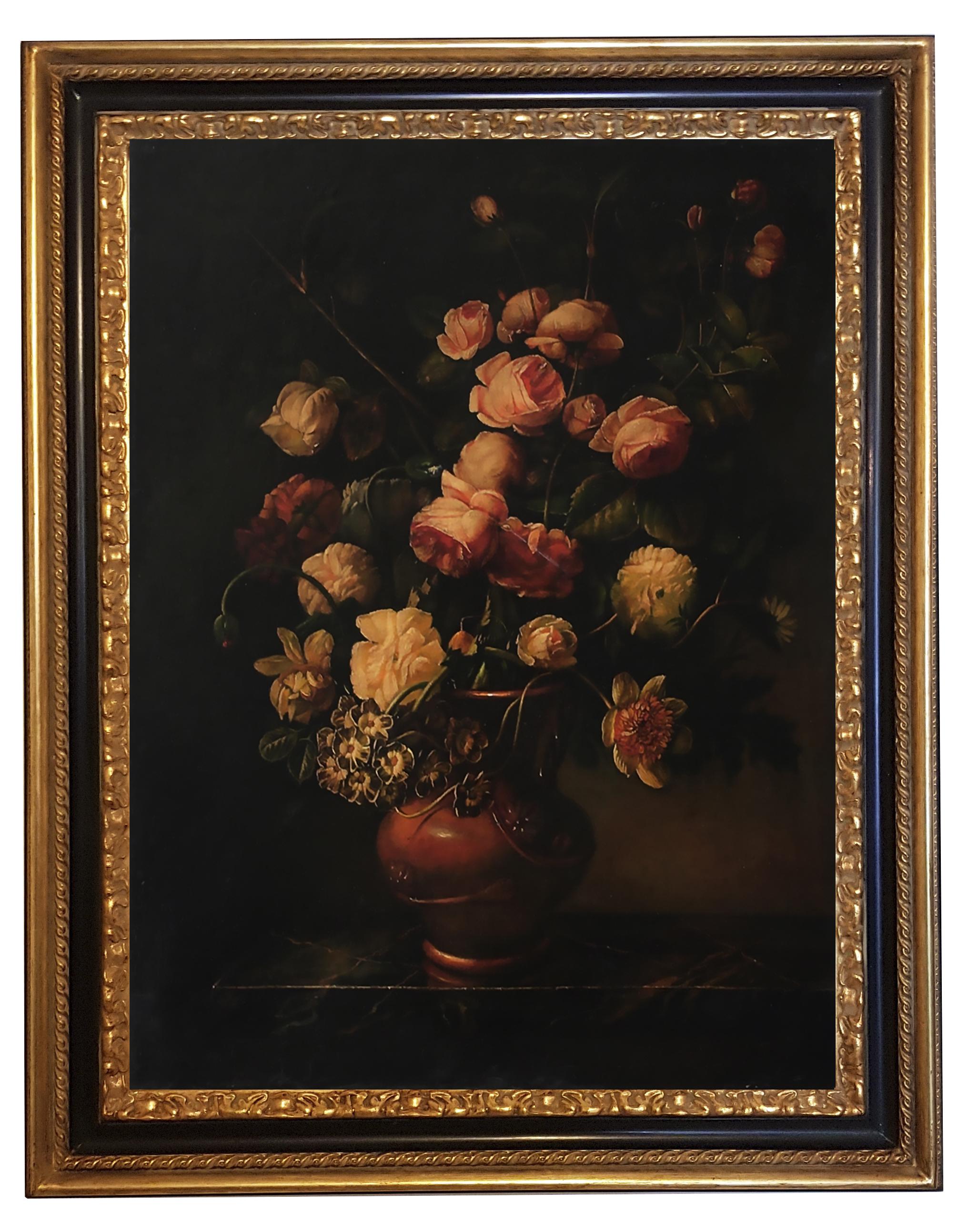 Maximilian Ciccone Still-Life Painting – FLOWERS -In der Art von Mario Dei Fiori -Oil auf Leinwand Italienisches Gemälde