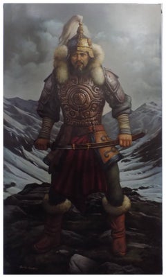 GENGHIS KHAN - Italian School - Oil on Canvas Italian Figurative Painting