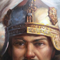 GENGHIS KHAN - Escuela Italiana - Óleo sobre lienzo Pintura Figurativa Italiana