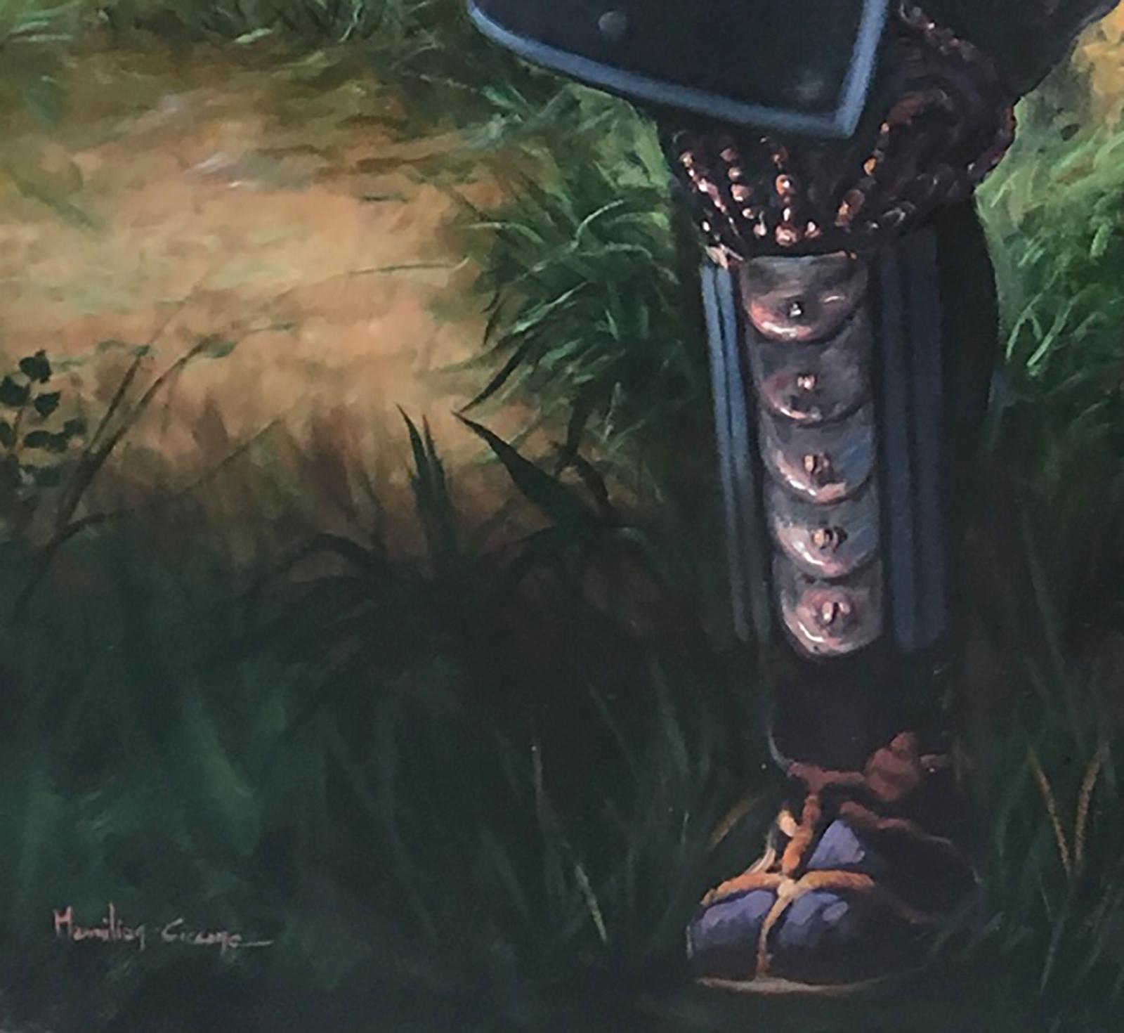 SAMURAI -Escuela Italiana -  Óleo sobre lienzo Pintura figurativa italiana - Painting Antiguos maestros de Maximilian Ciccone