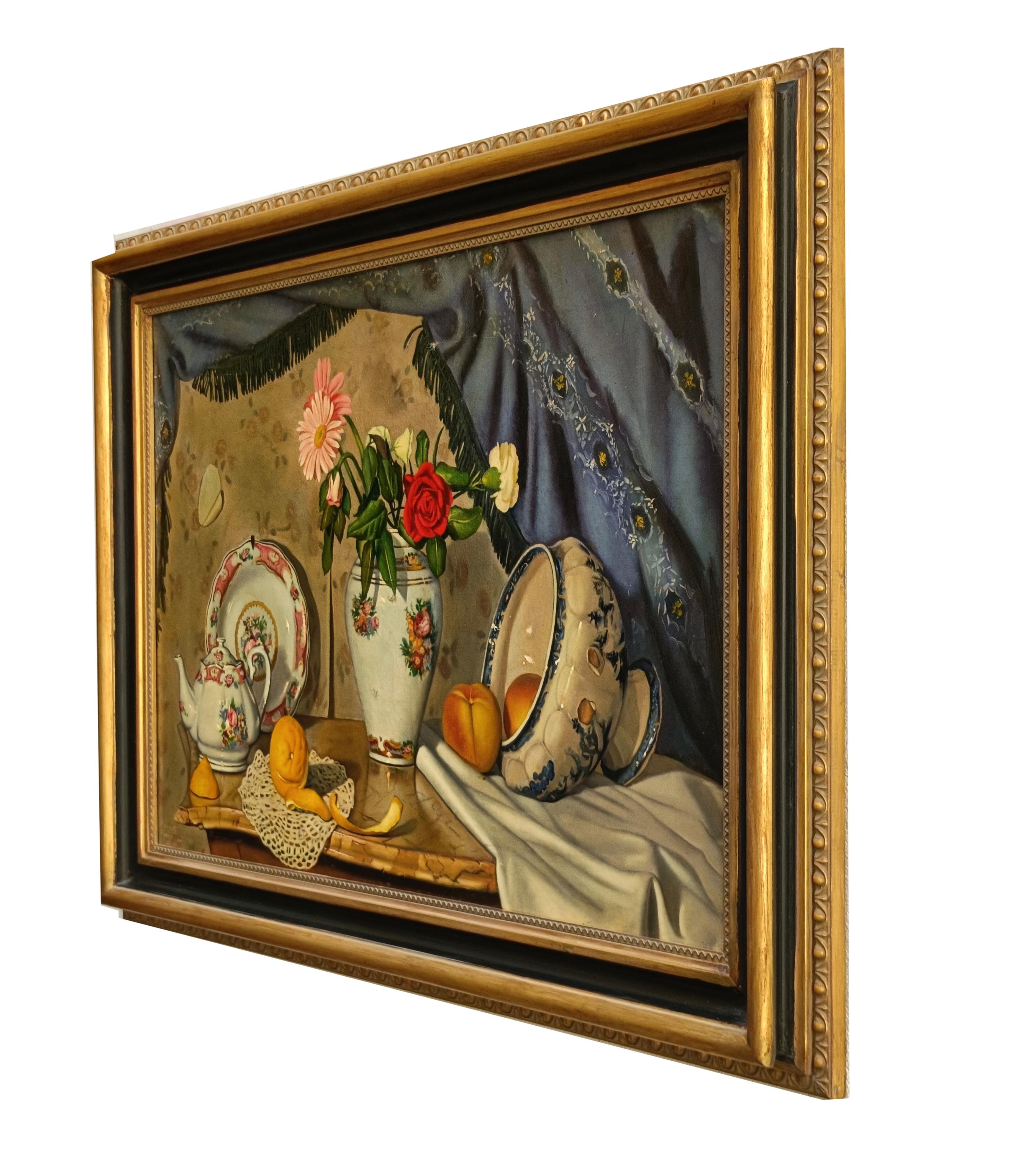 STILL LIFE – Hyper – Realistisch – Öl auf Leinwand Italienisches Gemälde im Angebot 10
