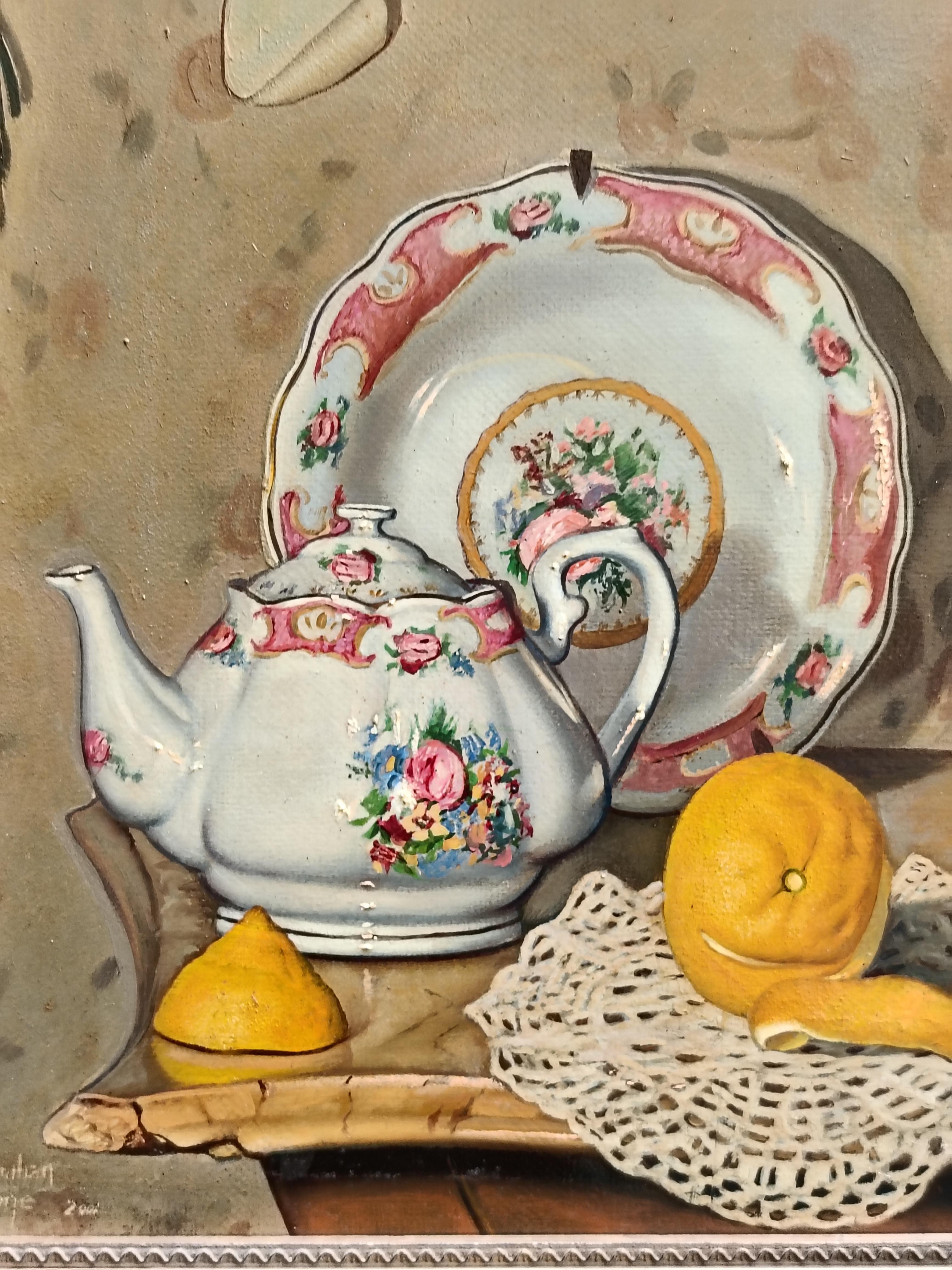 STILL LIFE – Hyper – Realistisch – Öl auf Leinwand Italienisches Gemälde im Angebot 1