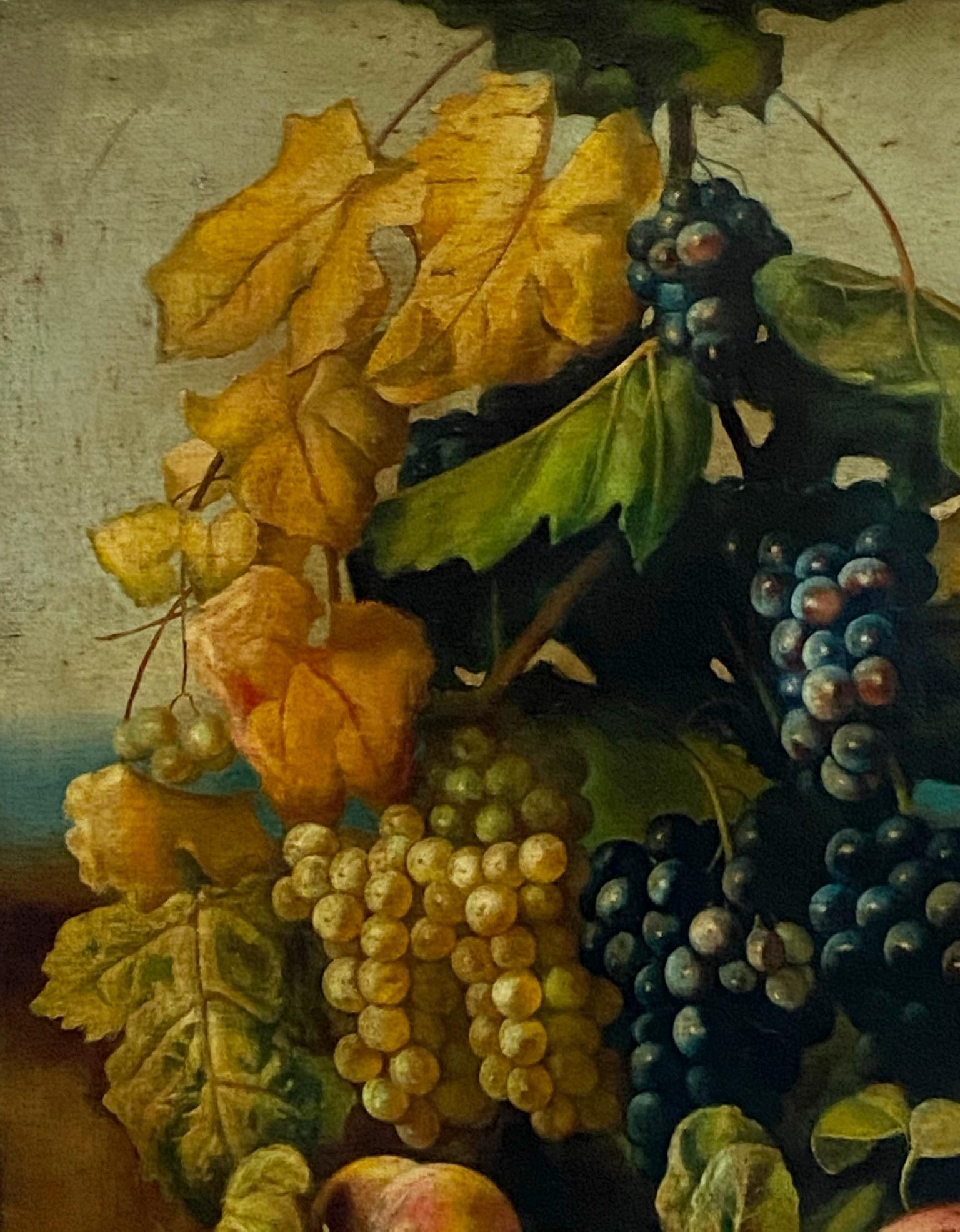 STILL LIFE – Neapolitanische Schule – Öl auf Leinwand Italienisches Gemälde (Braun), Still-Life Painting, von Maximilian Ciccone