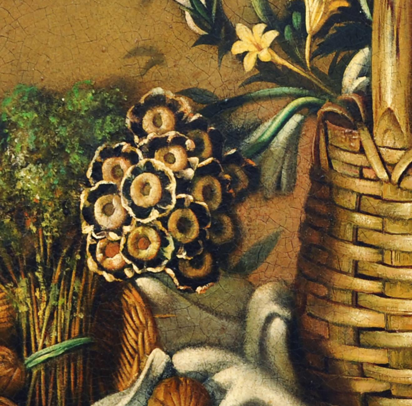 STILL LIFE OF FLOWERS AND FRUIT - Italian School - Oil on Canvas Italy Painting  - Brown Still-Life Painting by Maximilian Ciccone
