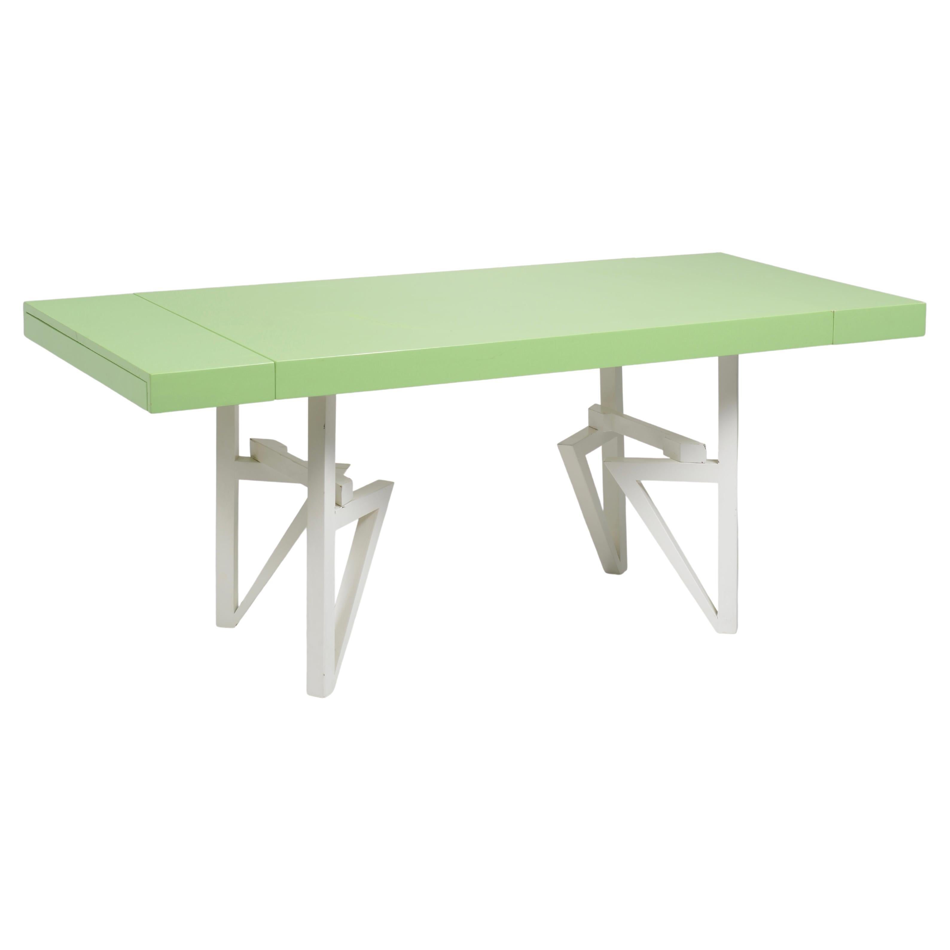 Maximilian For Karp, Green Lacquered Geometric Dining Table For Sale
