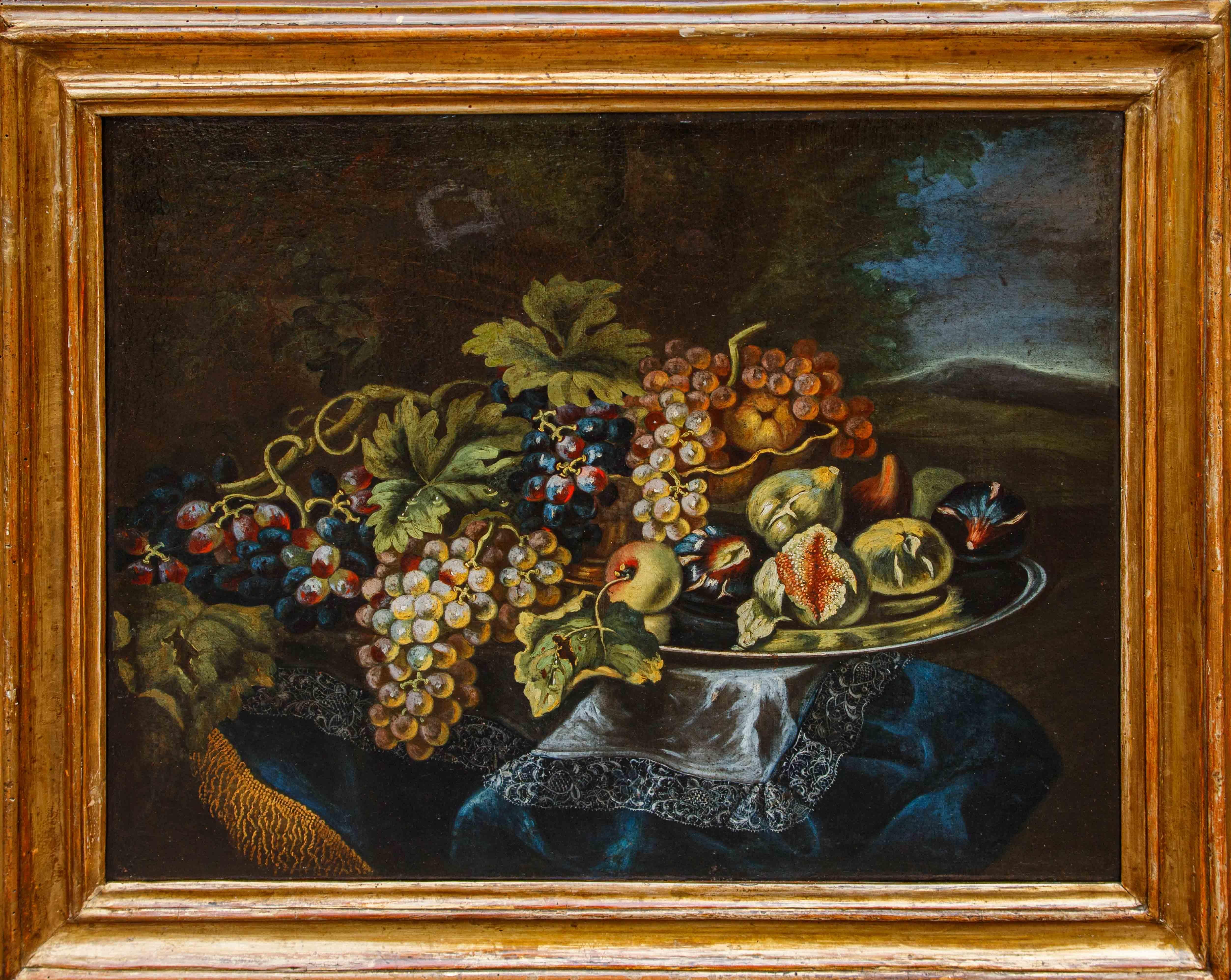 Coppia di Nature Morte  con angurie, uva e fichi di Maximilian Pfeiler For Sale 11