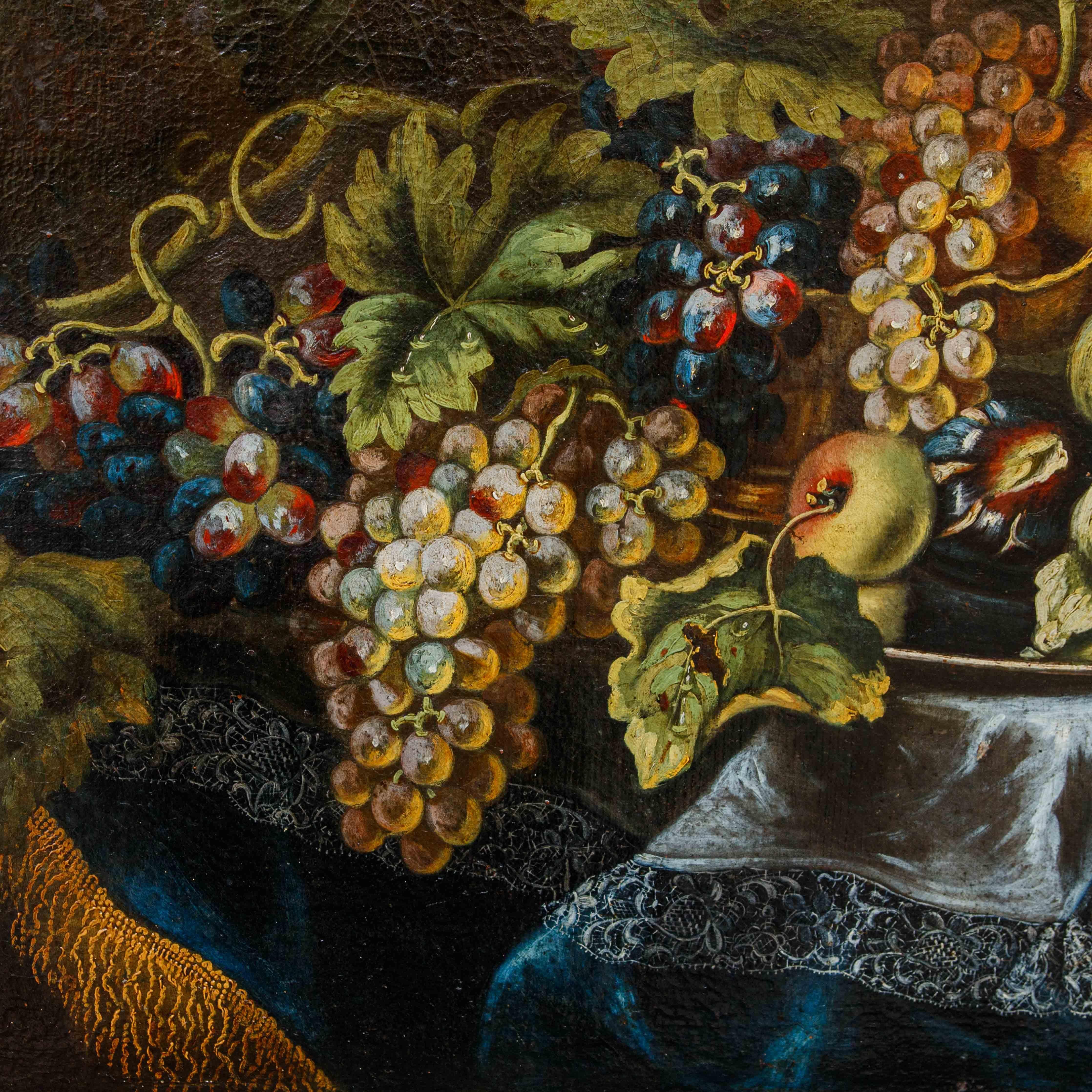 Coppia di Nature Morte  con angurie, uva e fichi di Maximilian Pfeiler For Sale 12