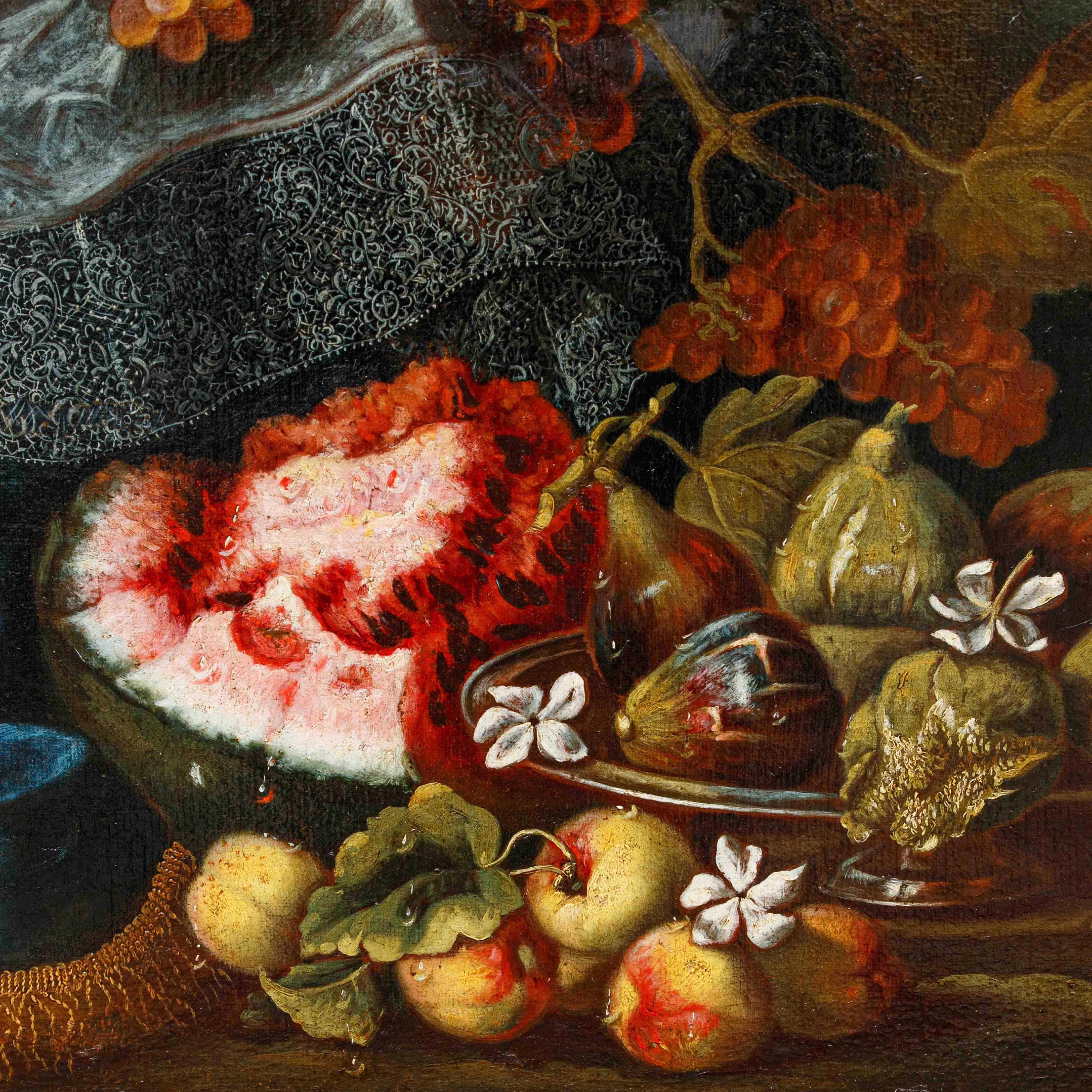 Coppia di Nature Morte  con angurie, uva e fichi di Maximilian Pfeiler For Sale 3