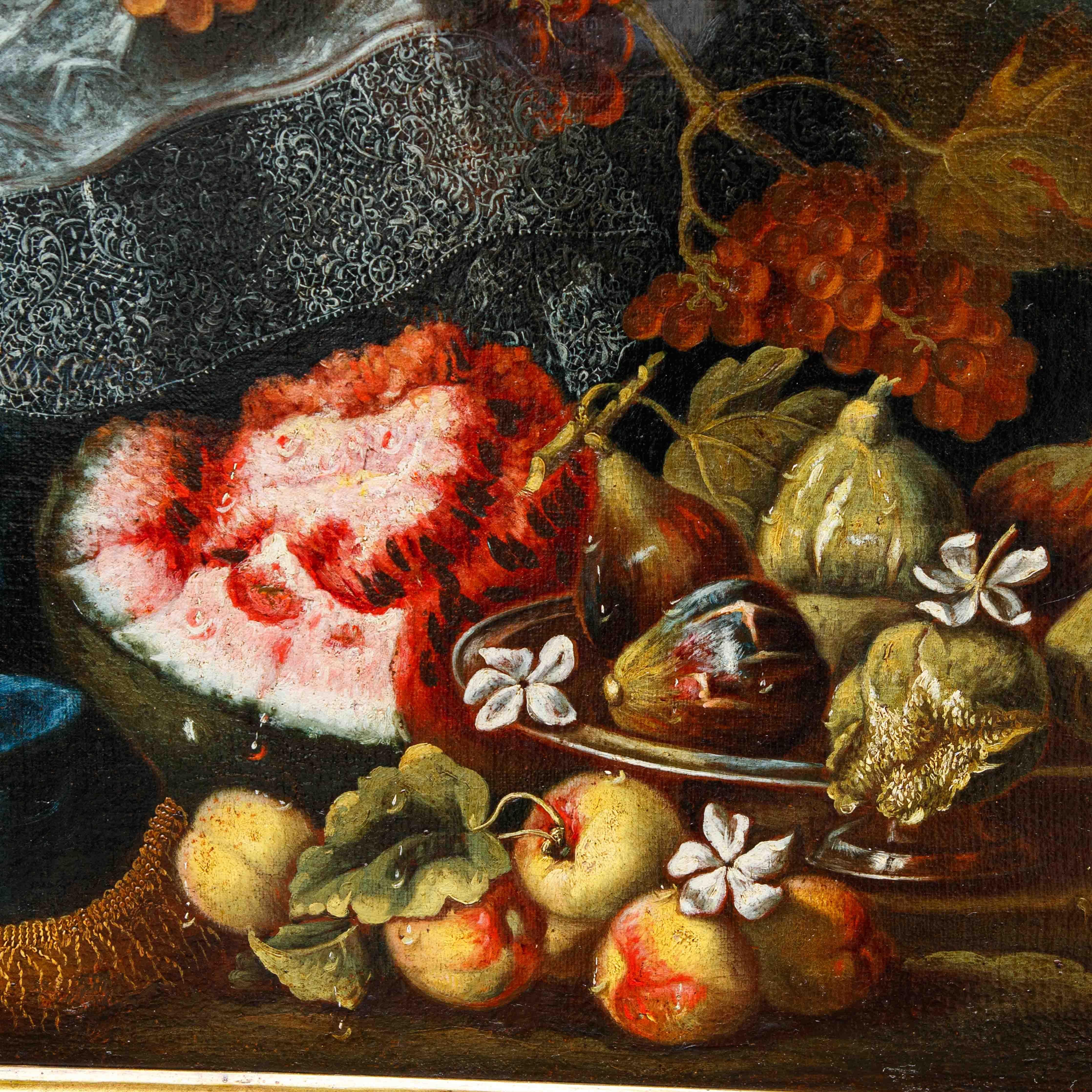 Coppia di Nature Morte  con angurie, uva e fichi di Maximilian Pfeiler For Sale 5