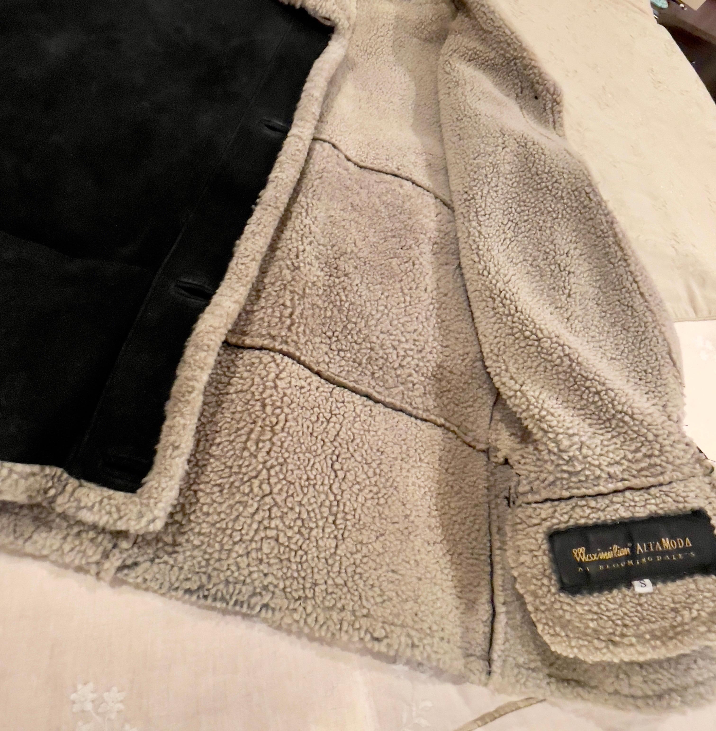 Black Maximilian  Shearling Alta Moda @ Bloomingdale's Coat/ Jacket Female Size Small 