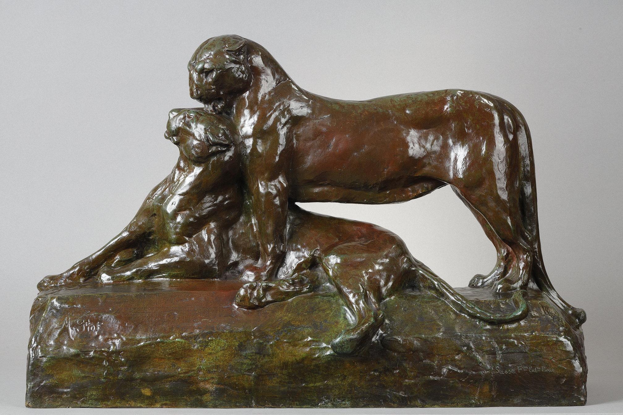 Maximilien Fiot Figurative Sculpture - Two panthers