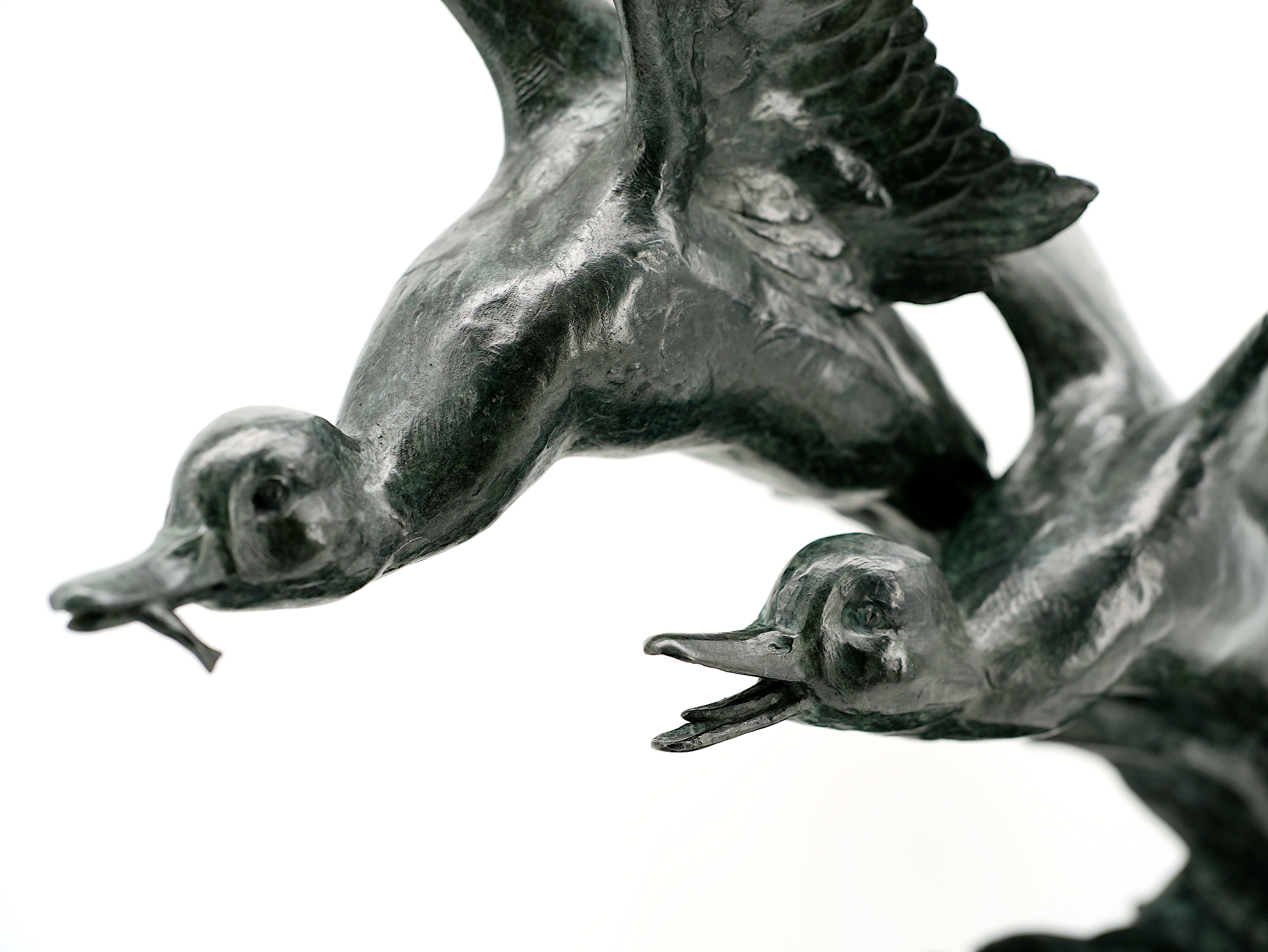 Maximilien FIOT, The Flight of the Ducks Sculpture, 1910s For Sale 7