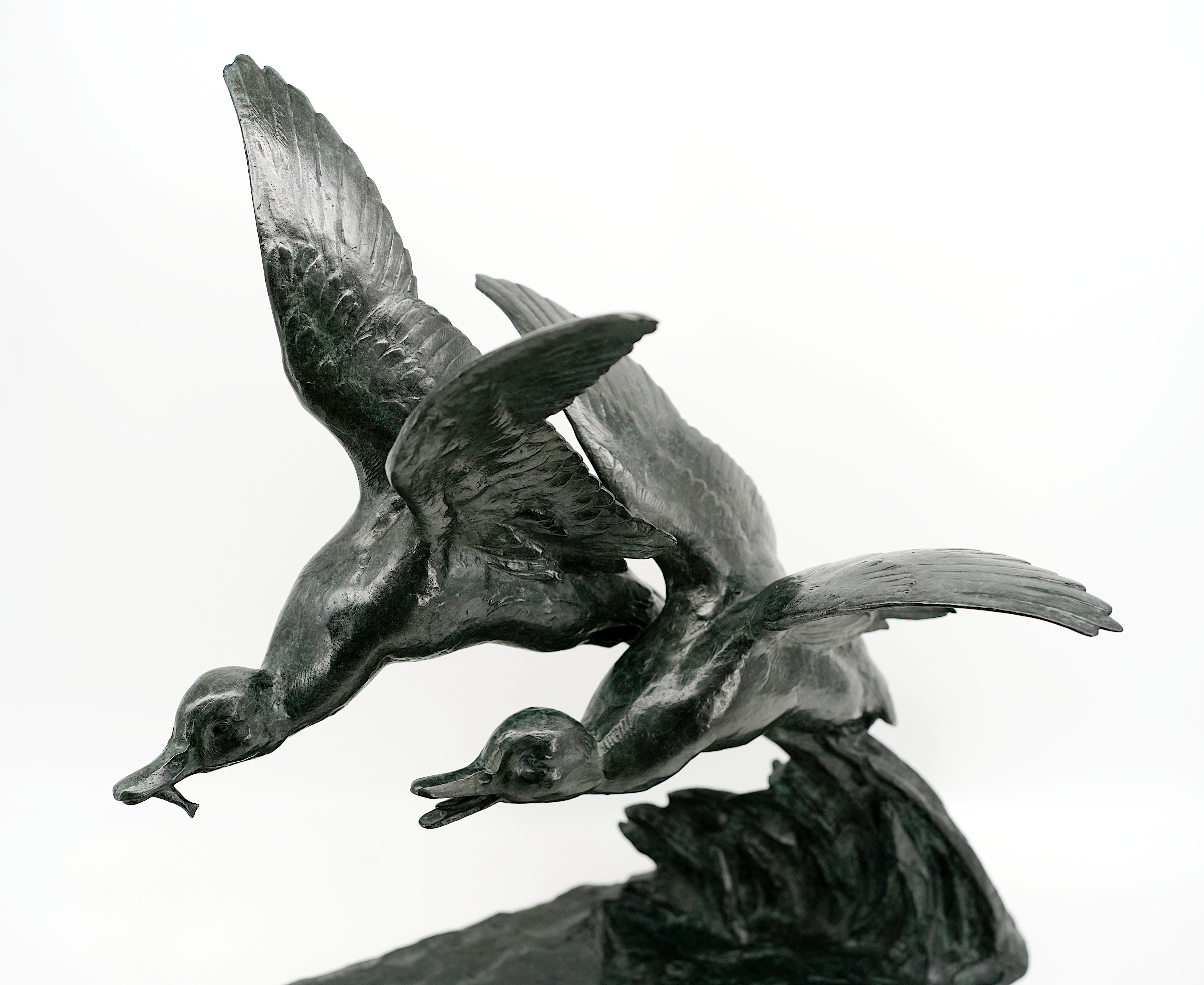 Maximilien FIOT, The Flight of the Ducks Sculpture, 1910s For Sale 8