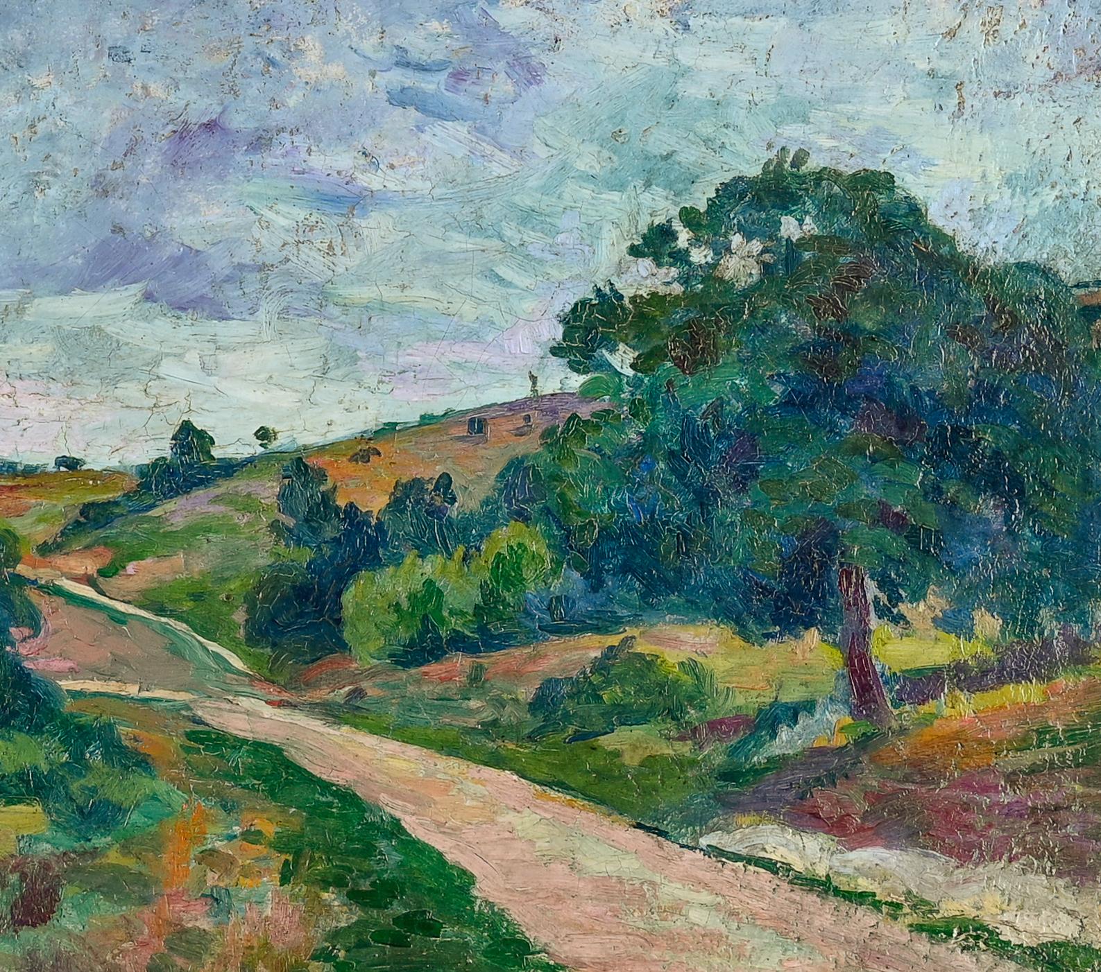 Après-midi Provence, Sud de la France Peinture de paysage impressionniste, violet - Impressionnisme Painting par Maximilien Luce