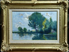 Bords de Seine - 19th Century Oil, Trees in Riverscape by Maximillien Luce