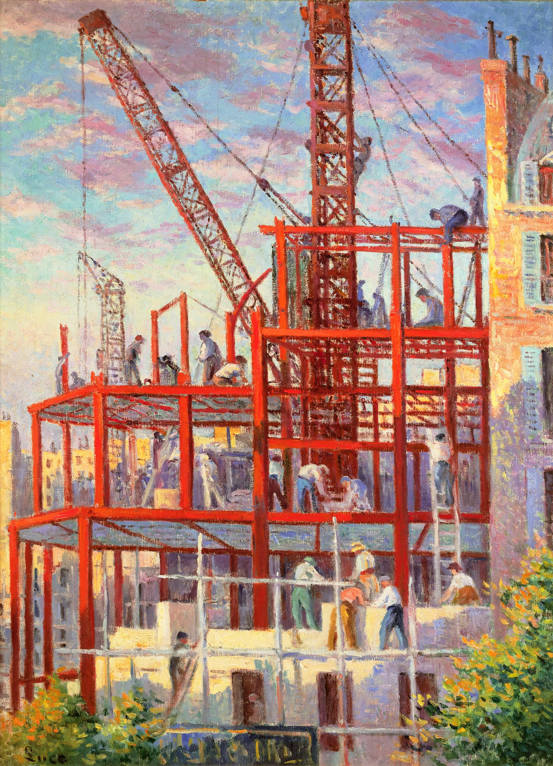 Maximilien Luce
1858-1941  French

Chantier rue Royale
("Construction Site at Rue Royale")

Oil on canvas
Signed "Luce" (lower right)

The struggle between nature, urban living and industry is at the center of Chantier rue Royale. Maximilien Luce is
