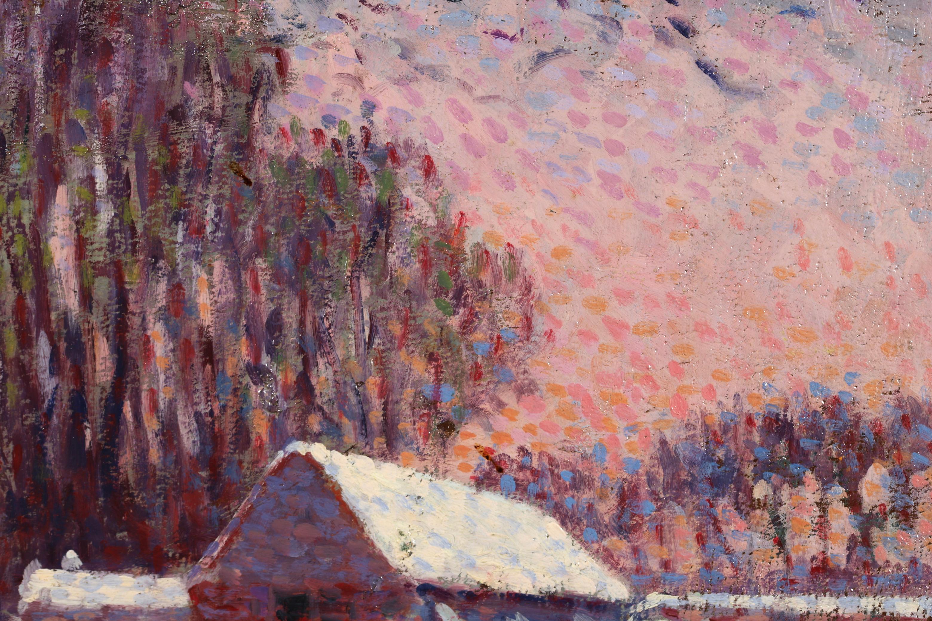 Chaumieres sous la neige - Impressionist Landscape Painting by Maximillien Luce 7