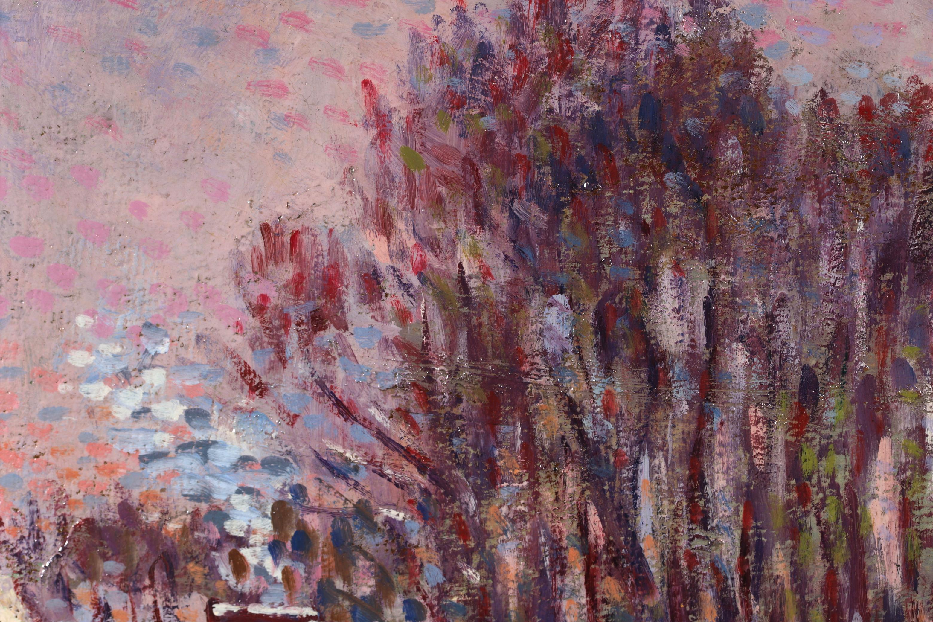 Chaumieres sous la neige - Impressionist Landscape Painting by Maximillien Luce 8