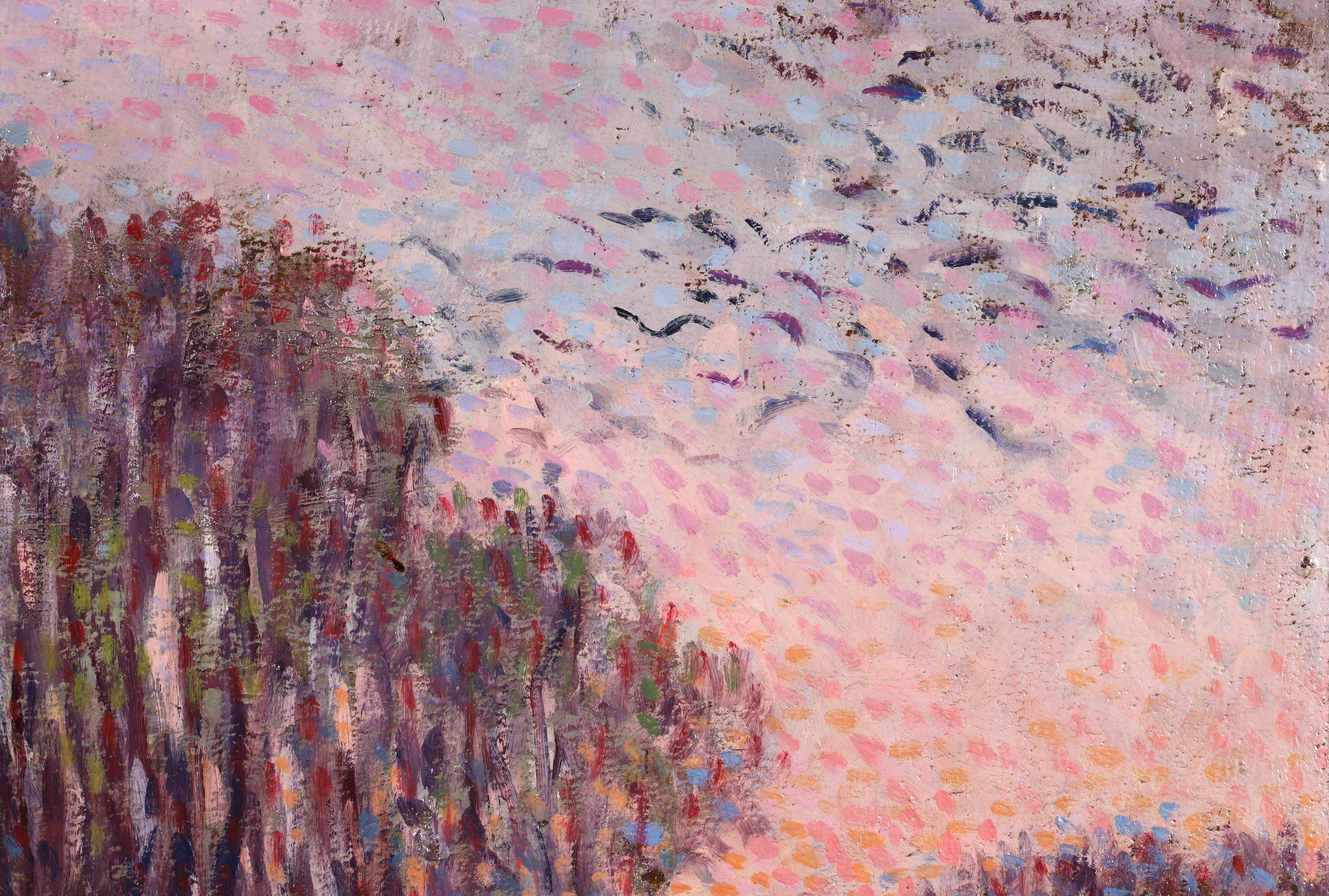 Chaumieres sous la neige - Impressionist Landscape Painting by Maximillien Luce 1