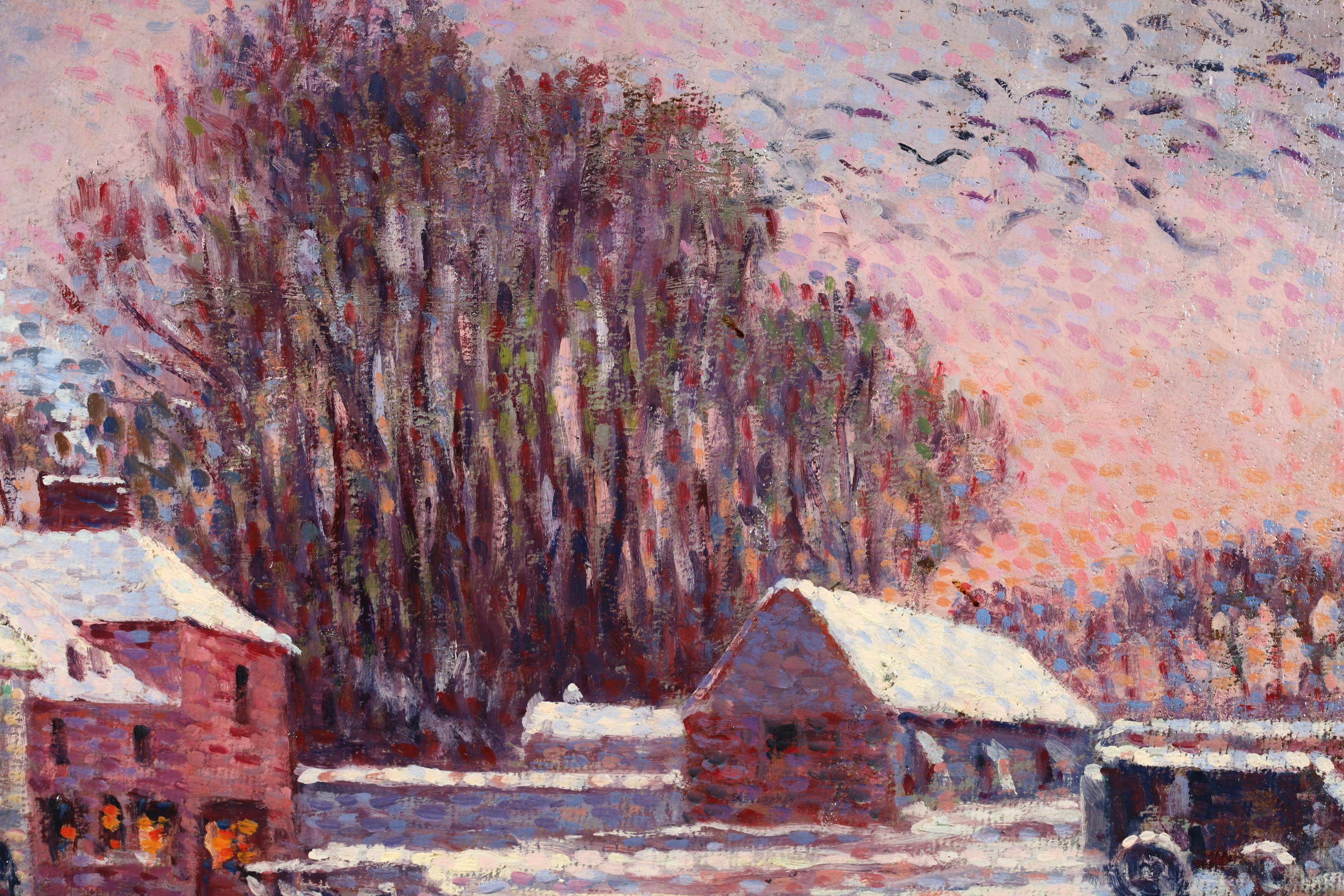 Chaumieres sous la neige - Impressionist Landscape Painting by Maximillien Luce 2