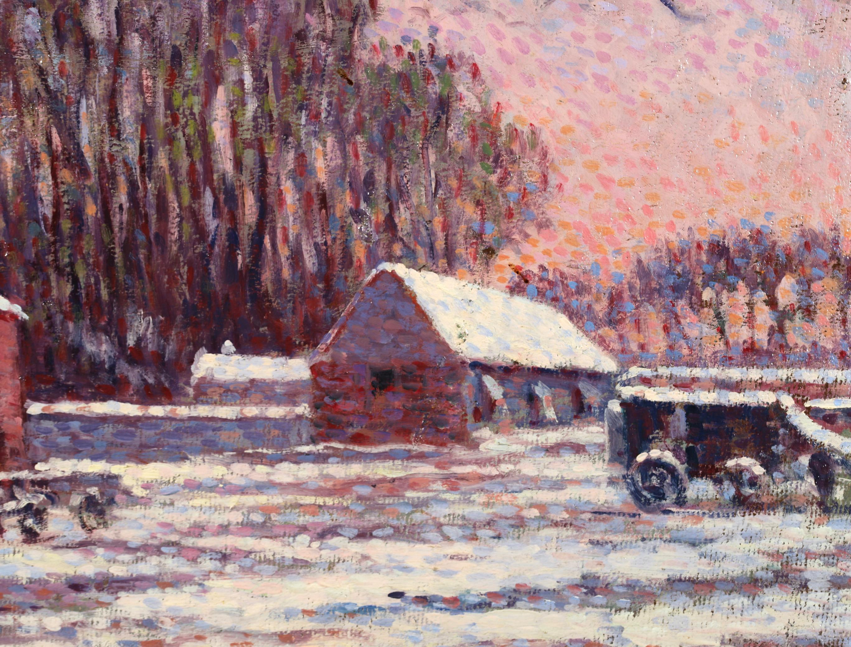 Chaumieres sous la neige - Impressionist Landscape Painting by Maximillien Luce 3