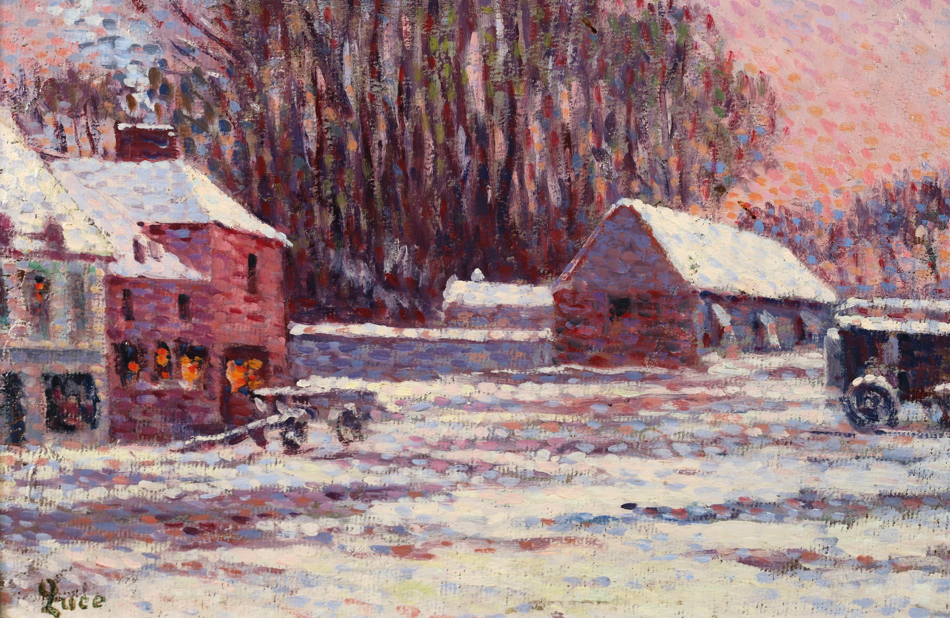 Chaumieres sous la neige - Impressionist Landscape Painting by Maximillien Luce 4