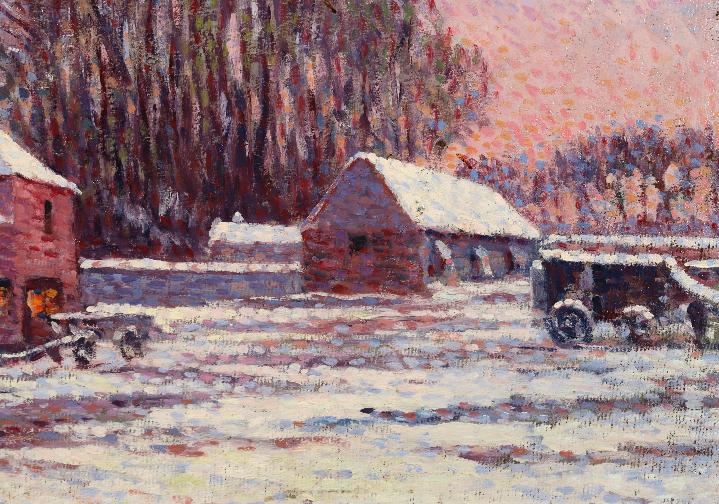 Chaumieres sous la neige - Impressionist Landscape Painting by Maximillien Luce 5