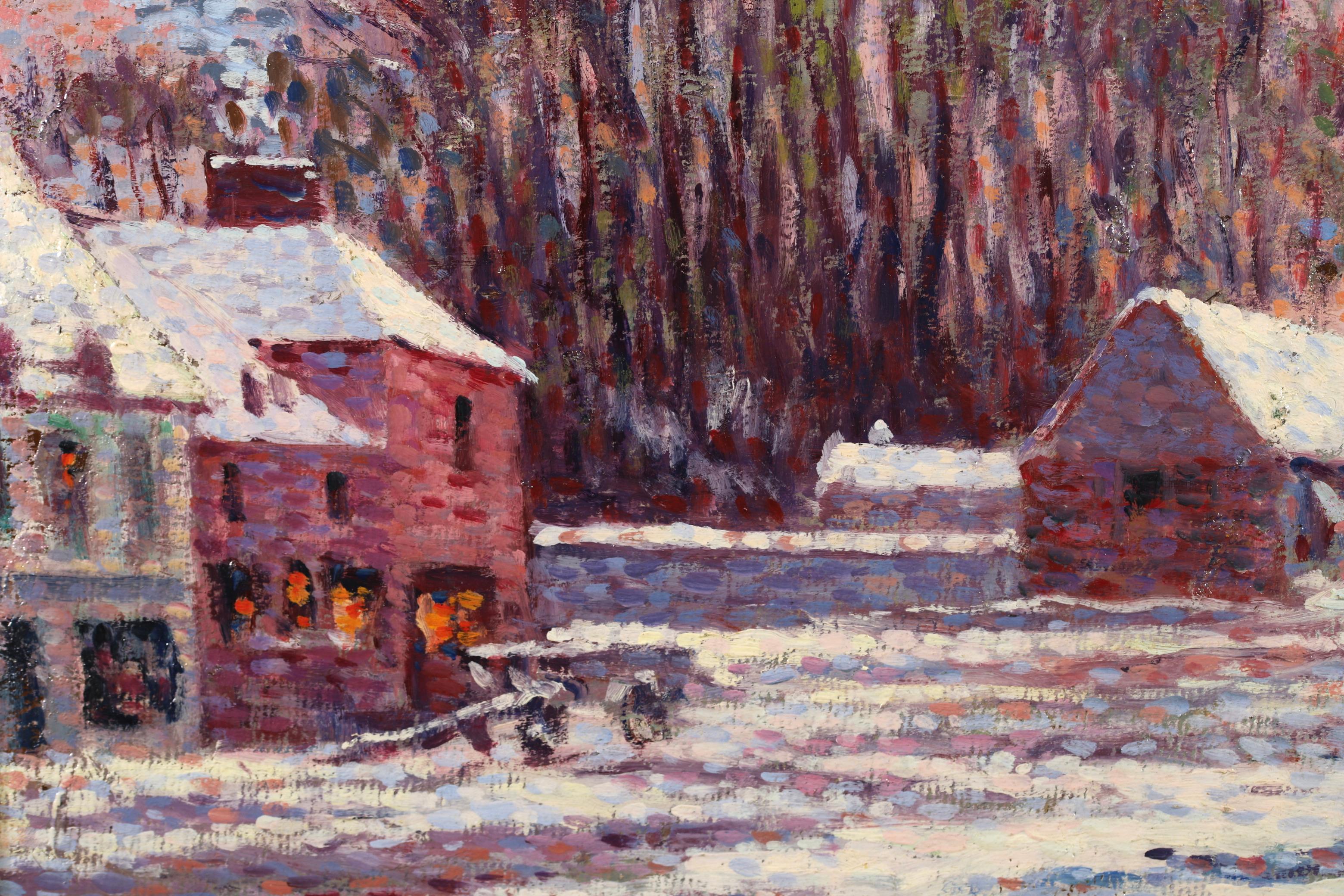 Chaumieres sous la neige - Impressionist Landscape Painting by Maximillien Luce 6