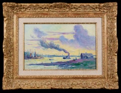 Coucher de Soleil - Rotterdam - Impressionist Landscape Oil by Maximillien Luce