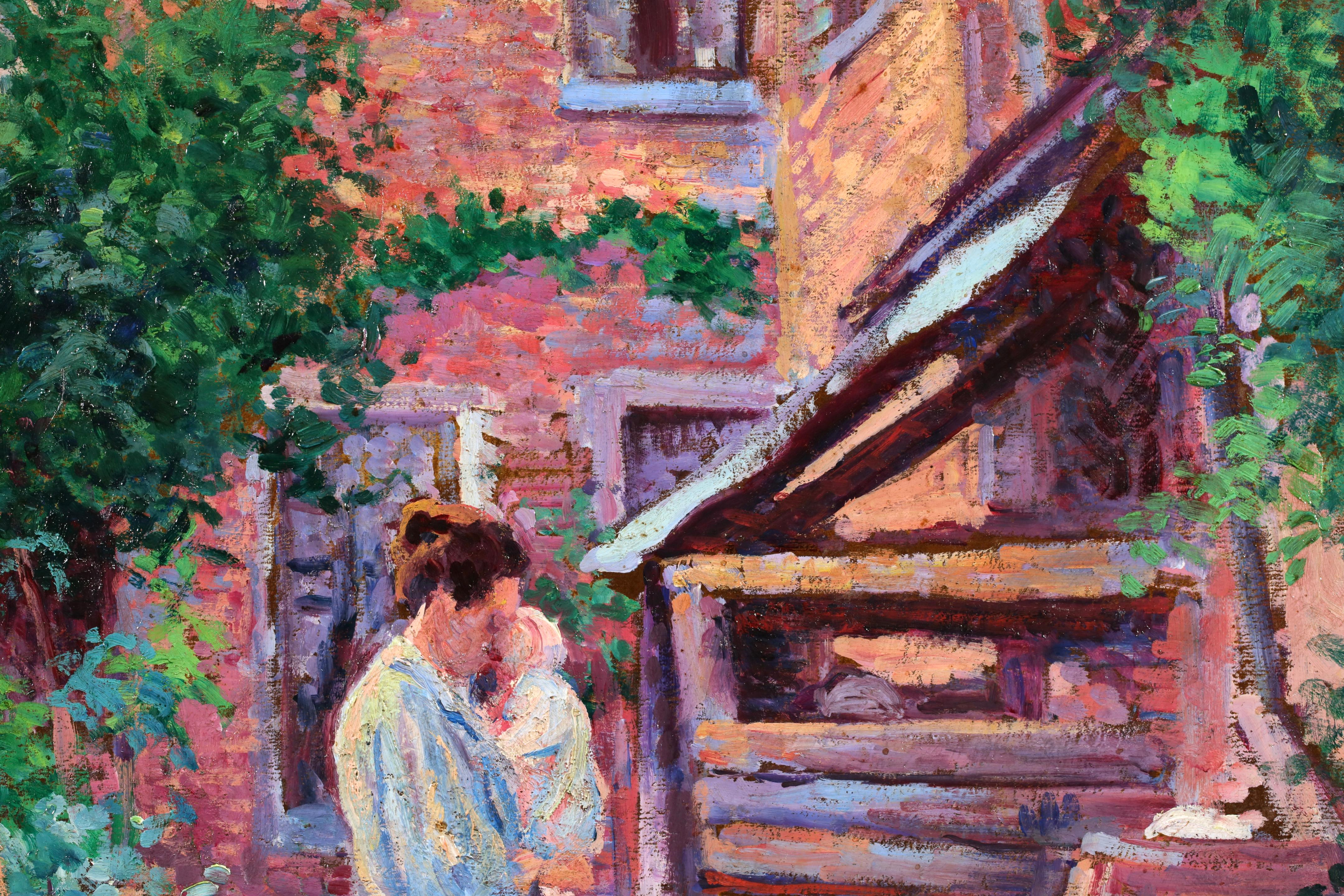 Jardin a Gisors - Figures impressionnistes dans un paysage Huile de Maximillien Luce en vente 5