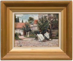 La Couture au Jardin, Gisors - Öl auf Tafel Gartenszene, 1897