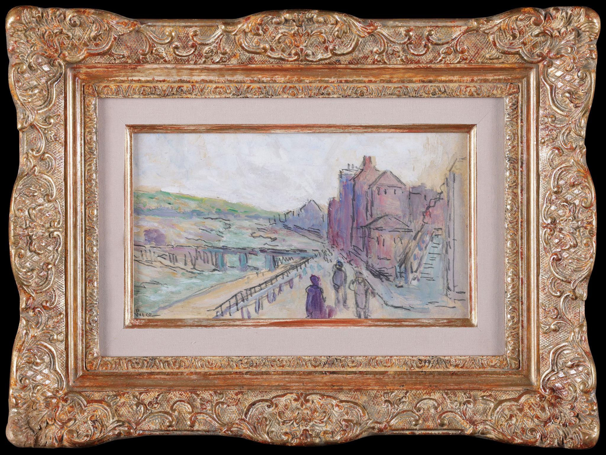 LE TRÉPORT. A River View by Maximilien Luce. Antique oil . Neo-Impressionist