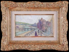 LE TRÉPORT. Une vue de la rivière par Maximilien Luce. Huile ancienne . Néo-impressionniste