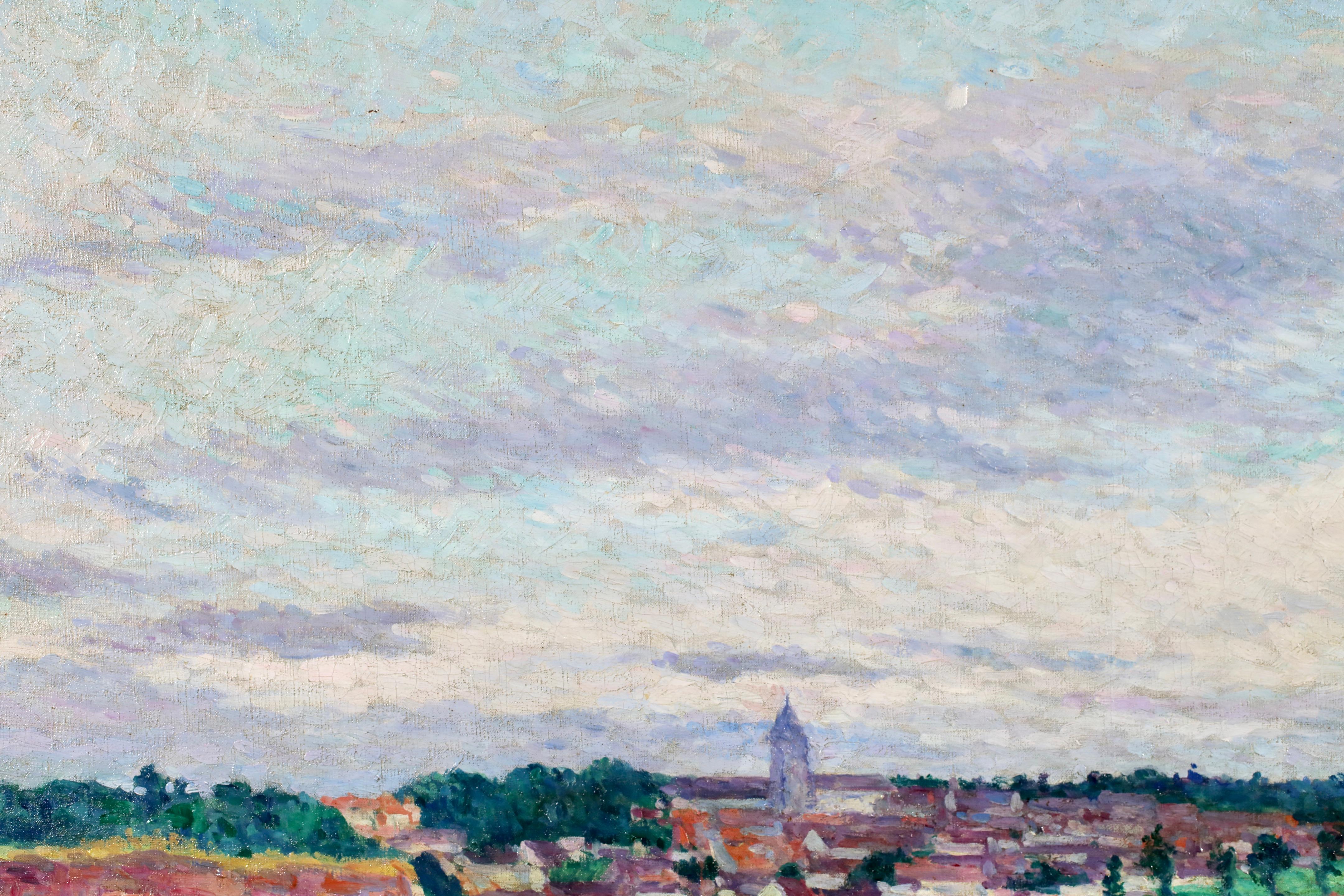 L'entree du village - Óleo impresionista Figuras en paisaje de Maximillien Luce en venta 5