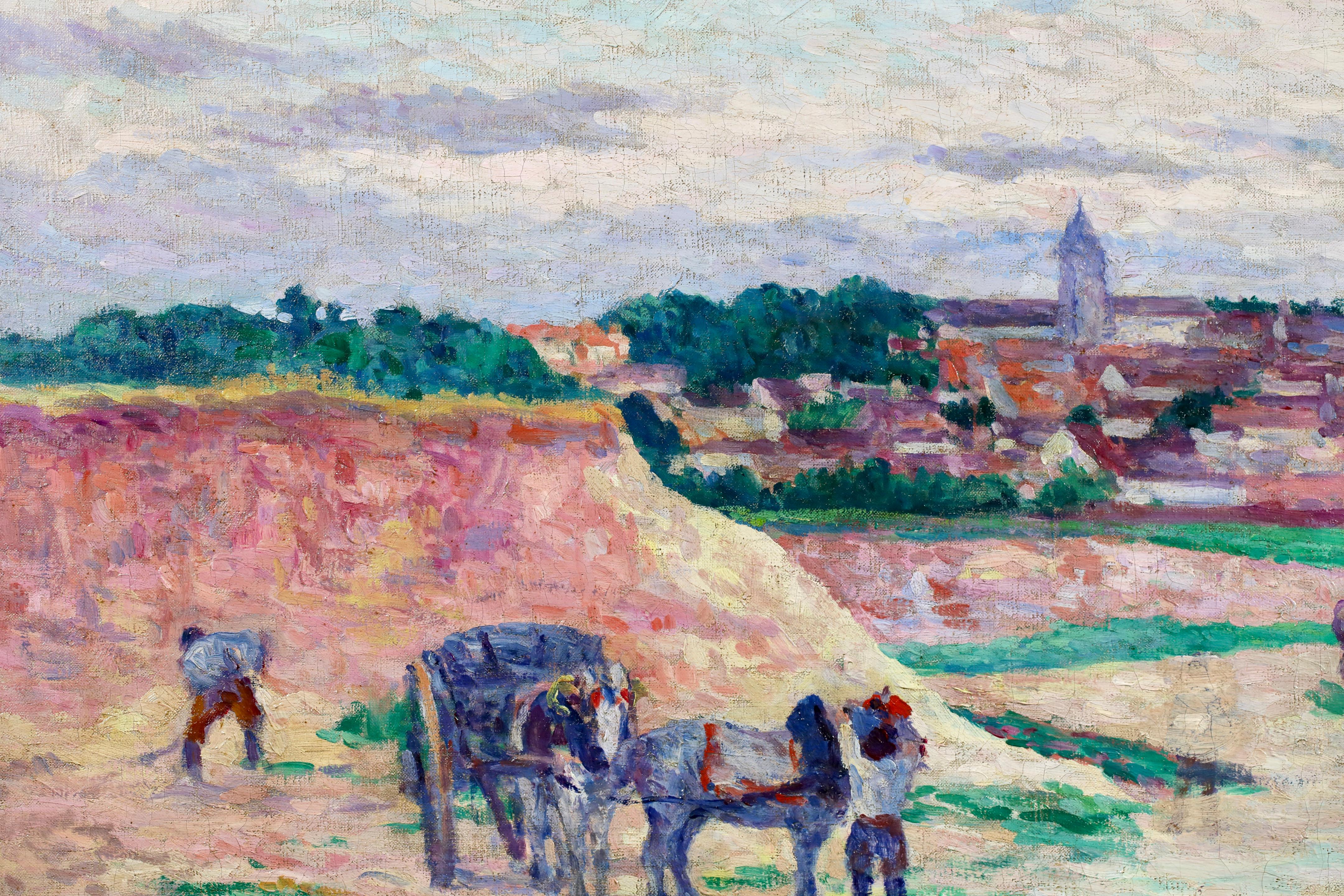 L'entree du village - Óleo impresionista Figuras en paisaje de Maximillien Luce en venta 1