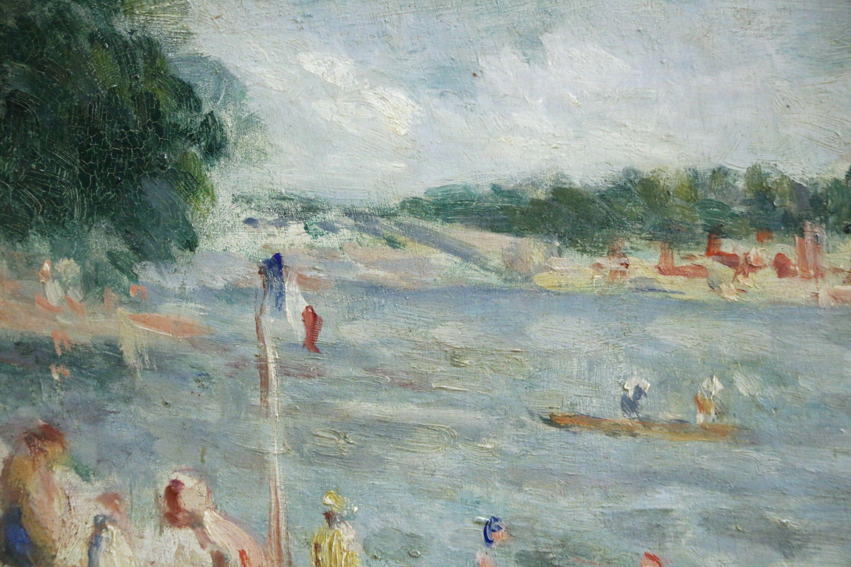 Les Baigneuses - 19th Century Oil, Figures at the Beach by Maximilien Luce 3