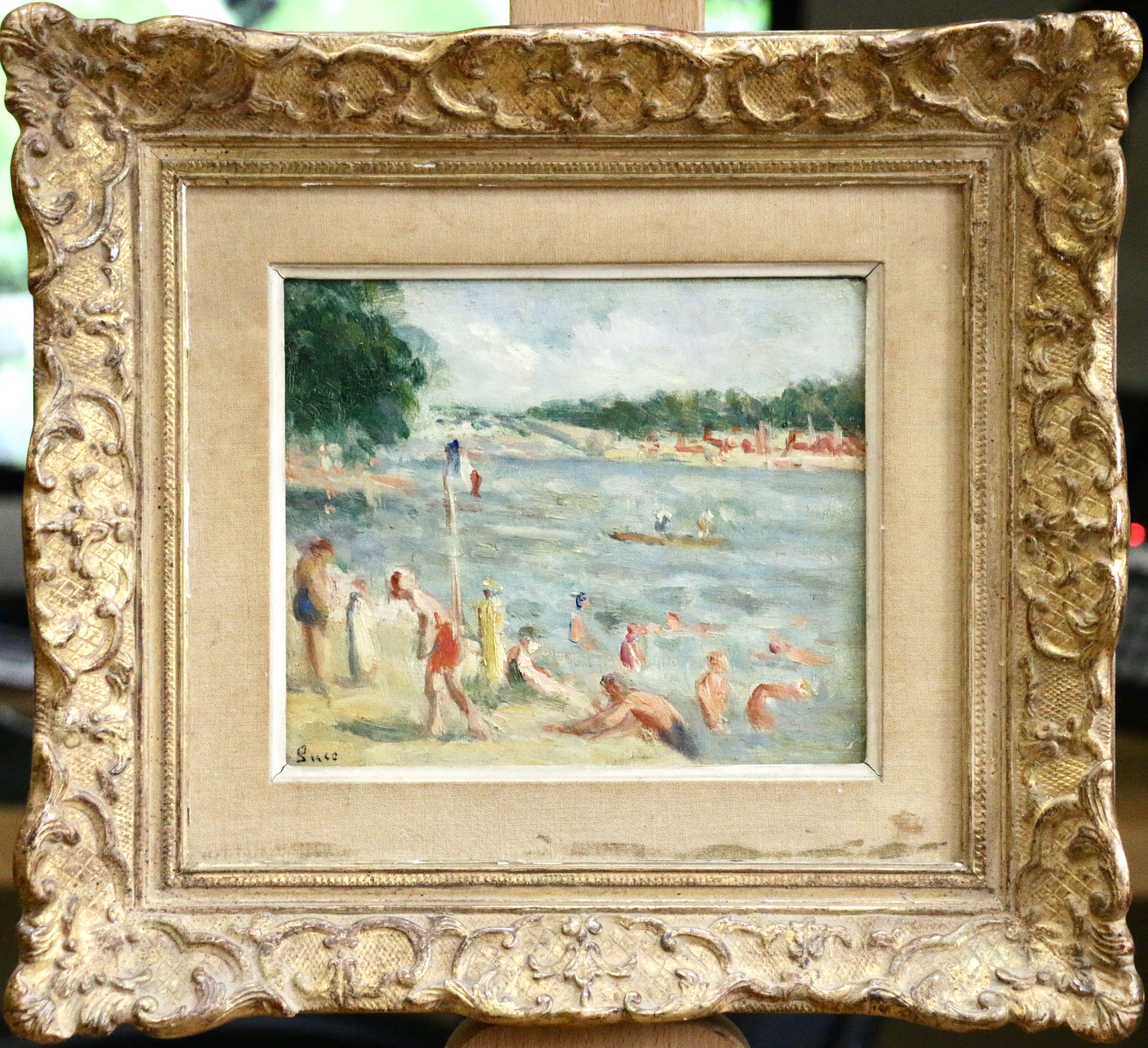 Les Baigneuses - 19th Century Oil, Figures at the Beach by Maximilien Luce 4