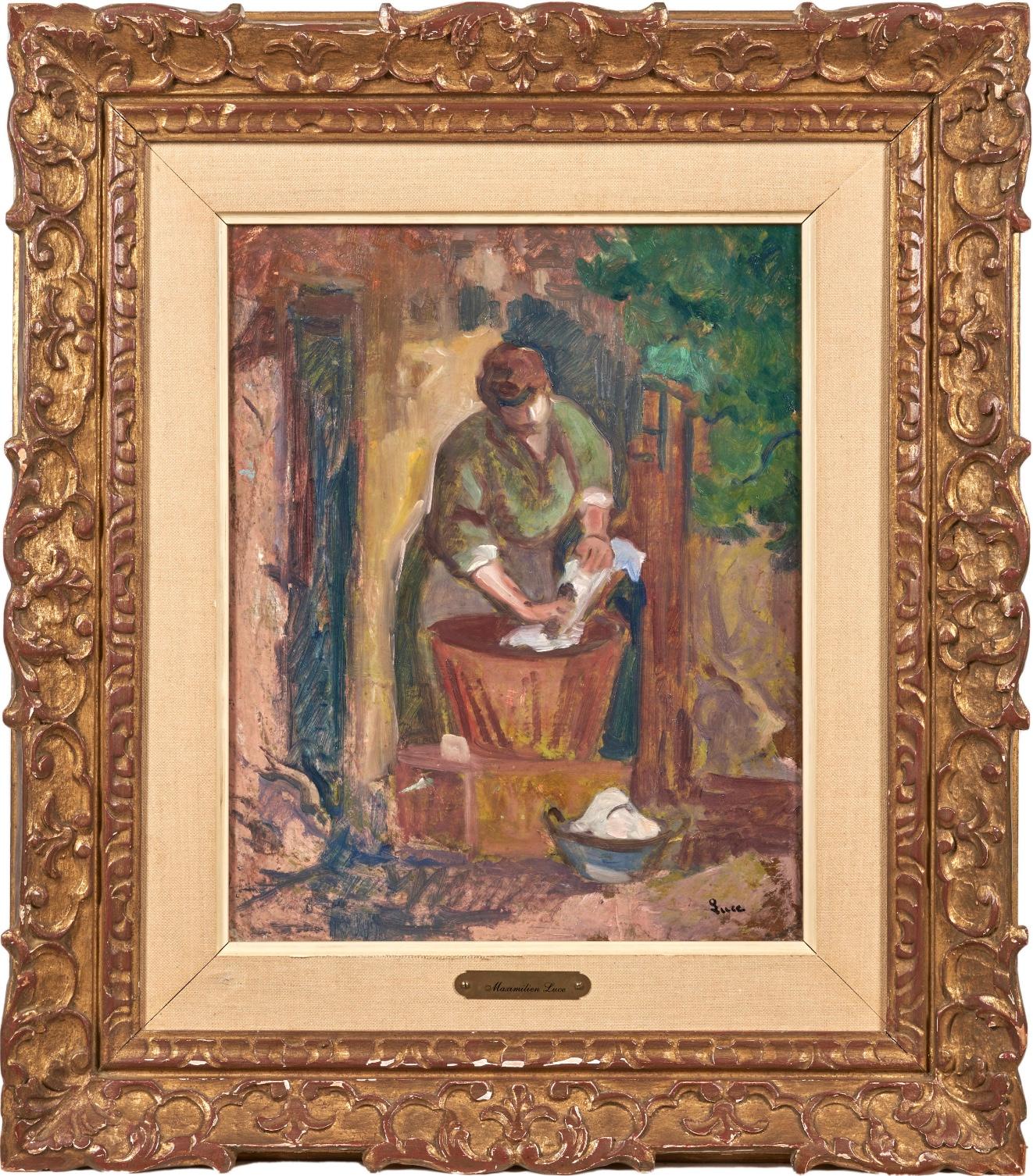 Maximilien Luce (francese, 1858-1941) Femme Lavant le Linge in vendita 1