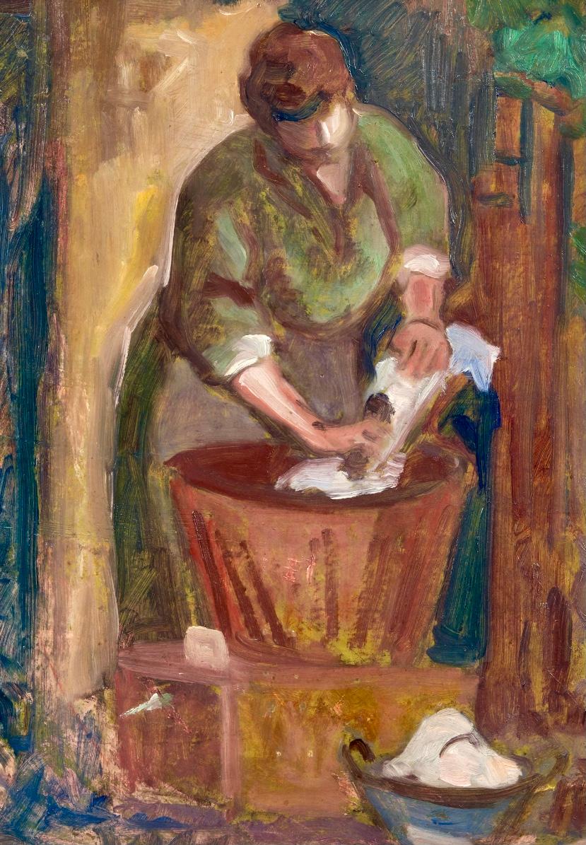 Maximilien Luce (francese, 1858-1941) Femme Lavant le Linge in vendita 3