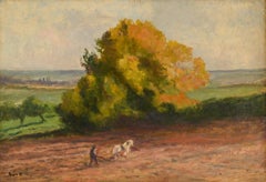 Maximilien Luce — Le Labour — Huile sur papier marouflée sur toile