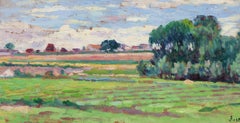 Paysage a Mereville - Post Impressionist Landscape Oil by Maximilien Luce